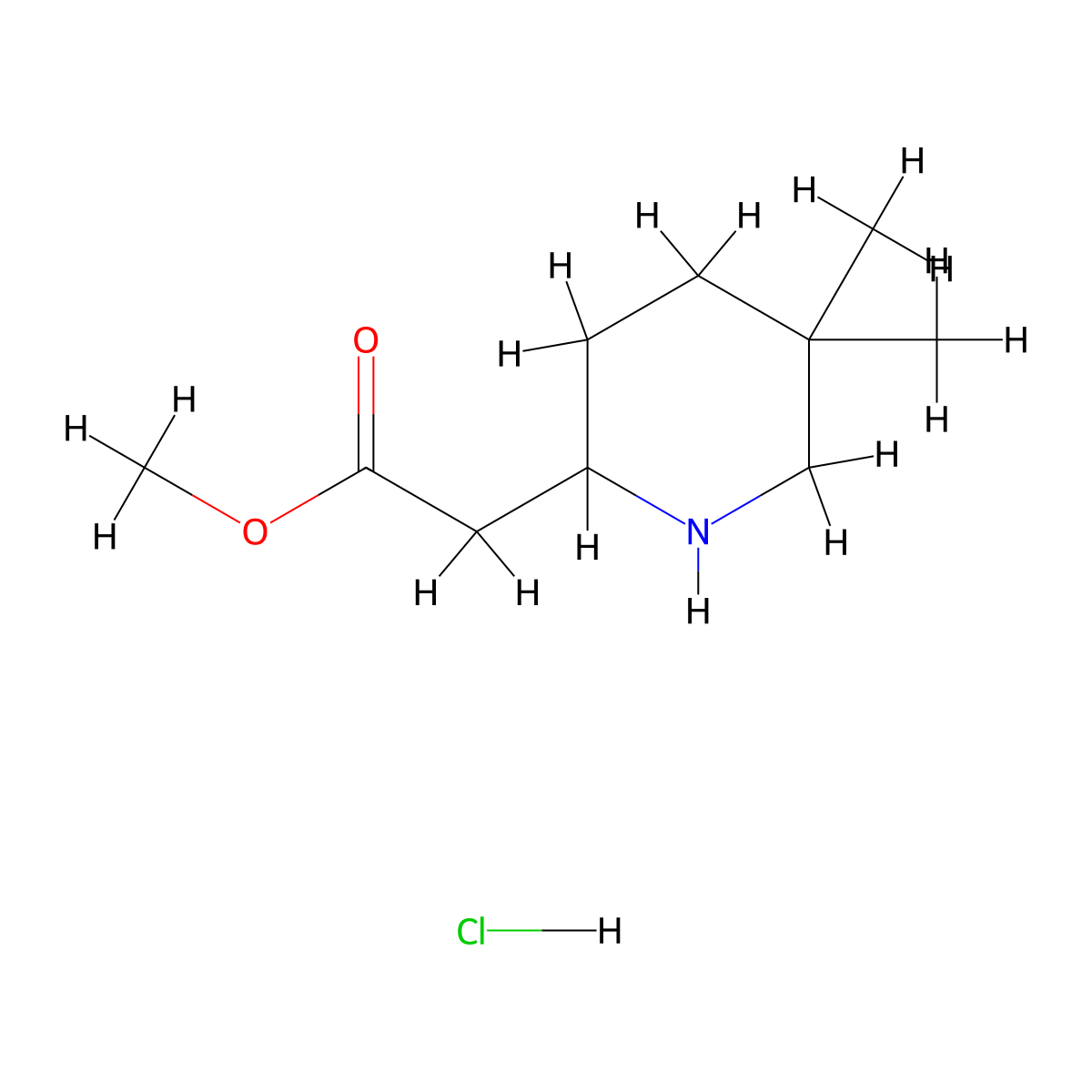 Methyl 2-(5,5-dimethylpiperidin-2-yl)acetate hydrochloride molecular structure, CAS 2287273-29-2
