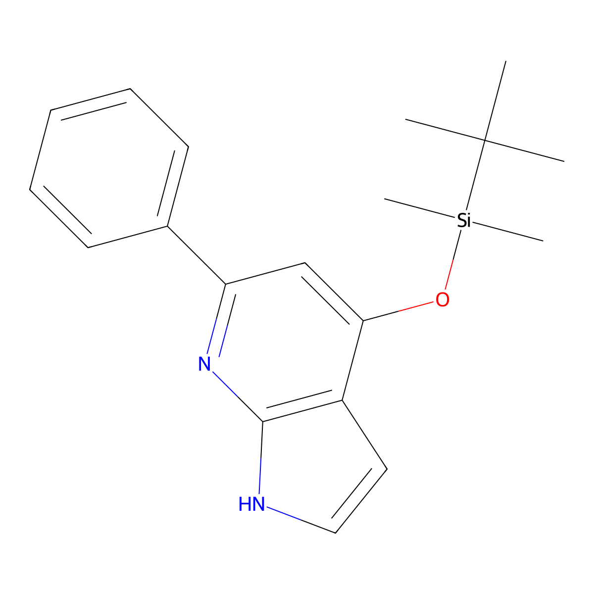 4-((tert-butyldimethylsilyl)oxy)-6-phenyl-1H-pyrrolo(2,3-b)pyridine molecular structure, CAS 2287273-32-7