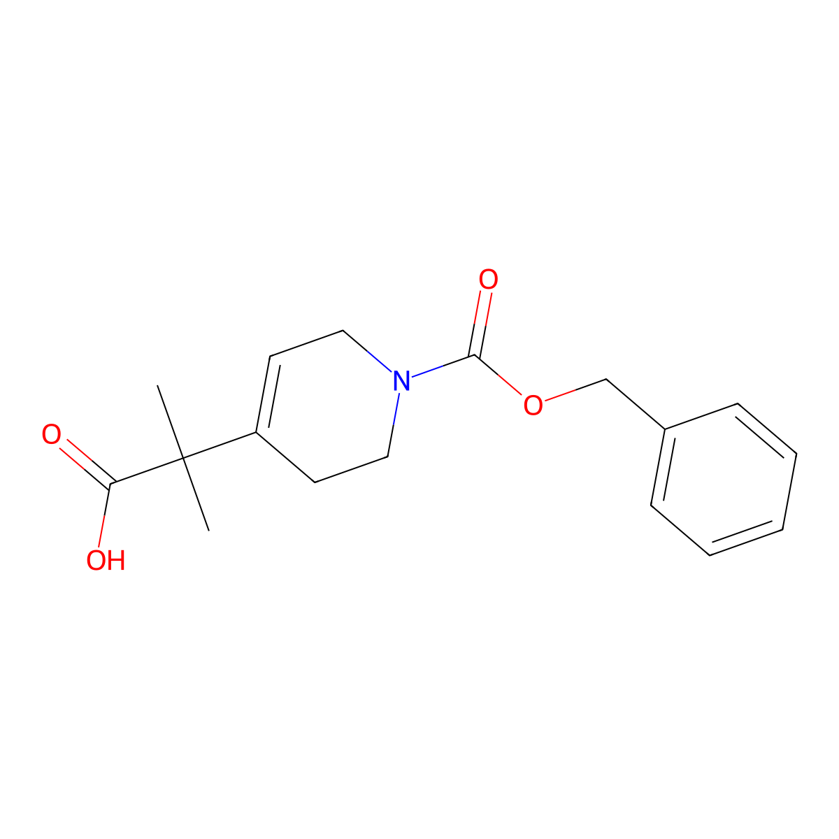2-{1-[(Benzyloxy)carbonyl]-1,2,3,6-tetrahydropyridin-4-yl}-2-methylpropanoic acid molecular structure, CAS 2287273-42-9