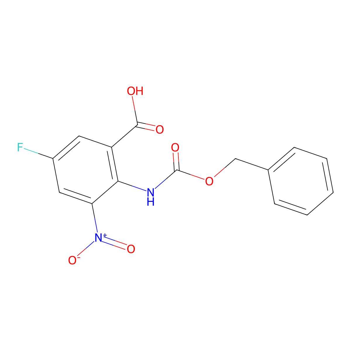 2-{[(Benzyloxy)carbonyl]amino}-5-fluoro-3-nitrobenzoic acid molecular structure, CAS 2287273-57-6