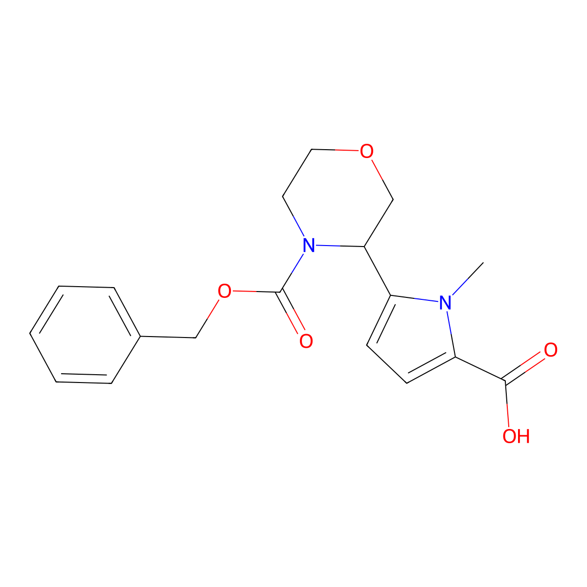 5-{4-[(benzyloxy)carbonyl]morpholin-3-yl}-1-methyl-1H-pyrrole-2-carboxylic acid molecular structure, CAS 2287273-58-7