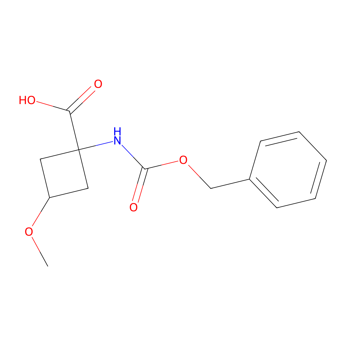 1-{[(Benzyloxy)carbonyl]amino}-3-methoxycyclobutane-1-carboxylic acid molecular structure, CAS 2287273-68-9