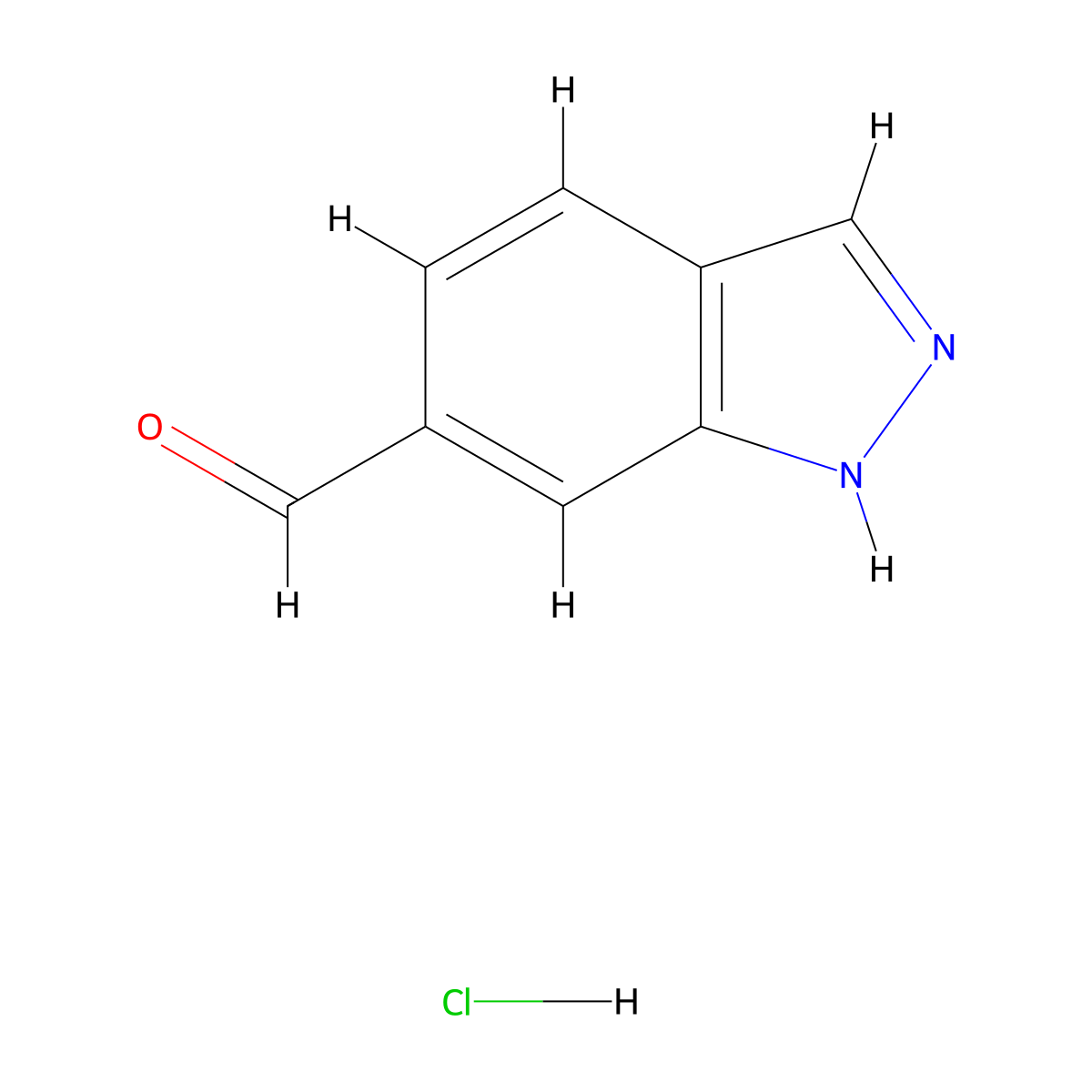 1H-indazole-6-carbaldehyde hydrochloride molecular structure, CAS 2287273-71-4