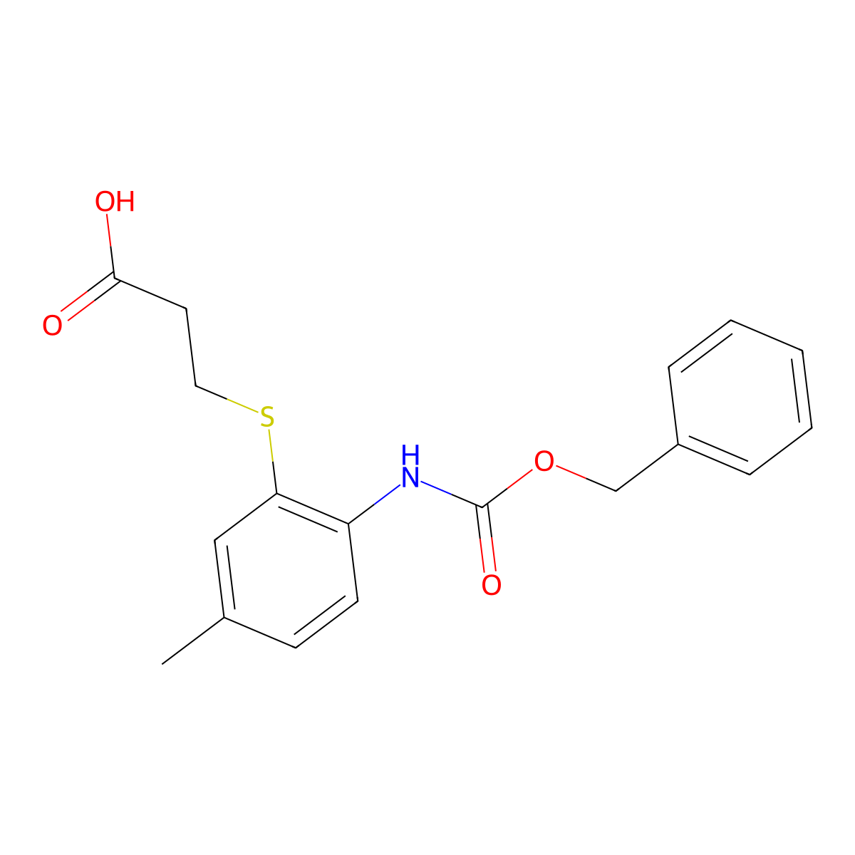 3-[(2-{[(Benzyloxy)carbonyl]amino}-5-methylphenyl)sulfanyl]propanoic acid molecular structure, CAS 2287273-75-8