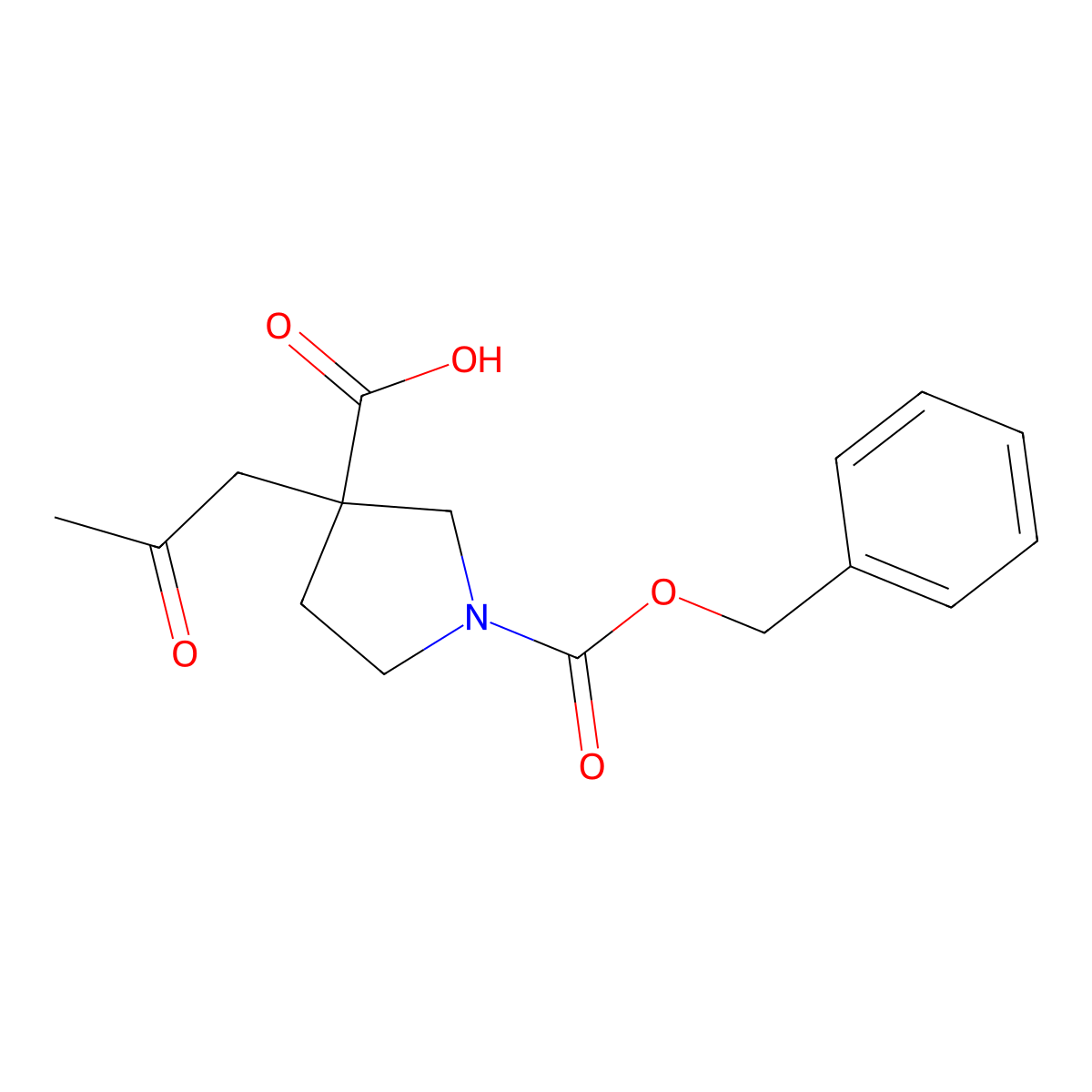 1-[(Benzyloxy)carbonyl]-3-(2-oxopropyl)pyrrolidine-3-carboxylic acid molecular structure, CAS 2287273-76-9