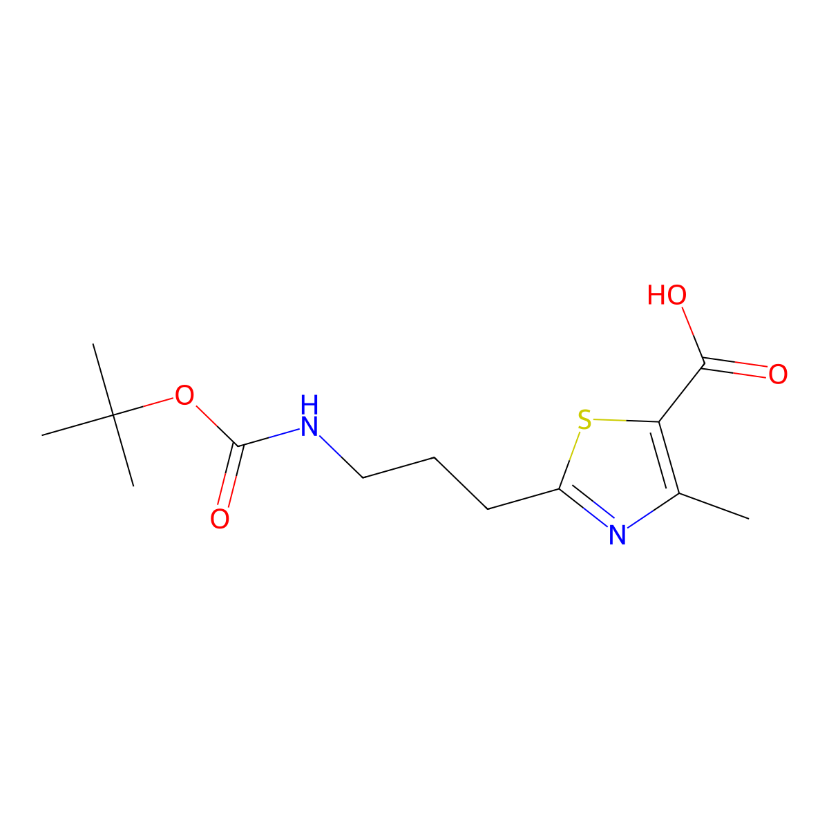 2-(3-{[(Tert-butoxy)carbonyl]amino}propyl)-4-methyl-1,3-thiazole-5-carboxylic acid molecular structure, CAS 2287273-77-0