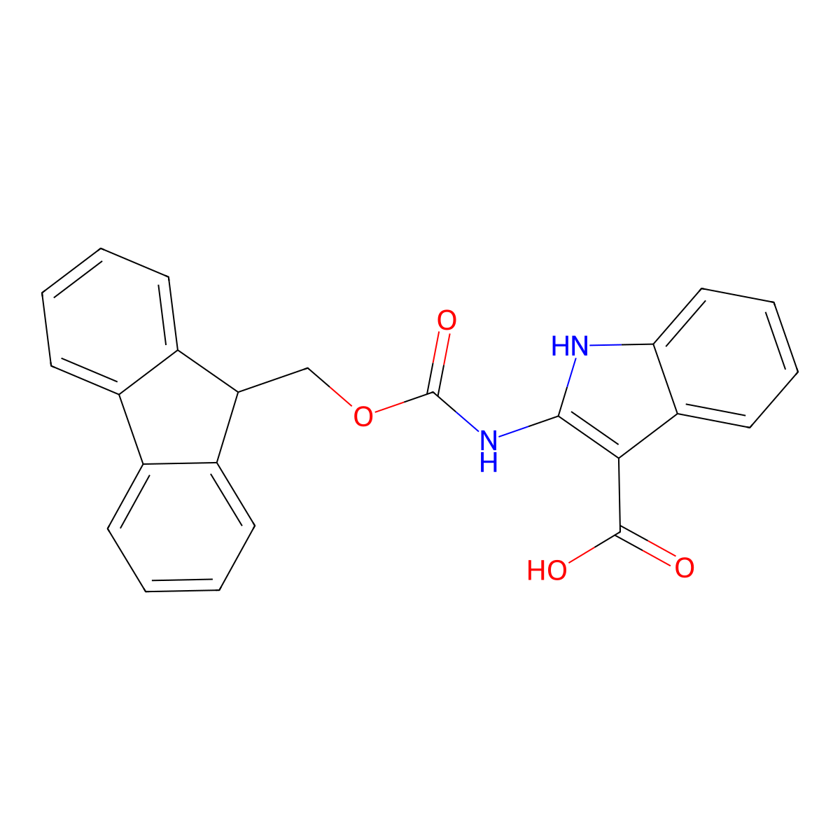 2-({[(9H-fluoren-9-yl)methoxy]carbonyl}amino)-1H-indole-3-carboxylic acid molecular structure, CAS 2287273-82-7