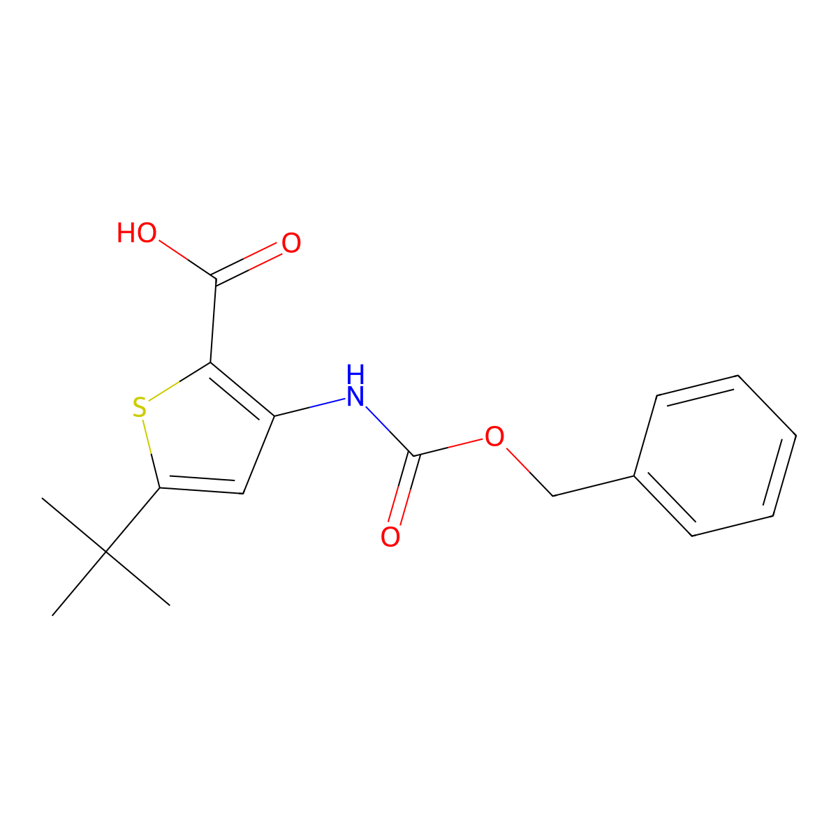 3-{[(Benzyloxy)carbonyl]amino}-5-tert-butylthiophene-2-carboxylic acid molecular structure, CAS 2287273-85-0