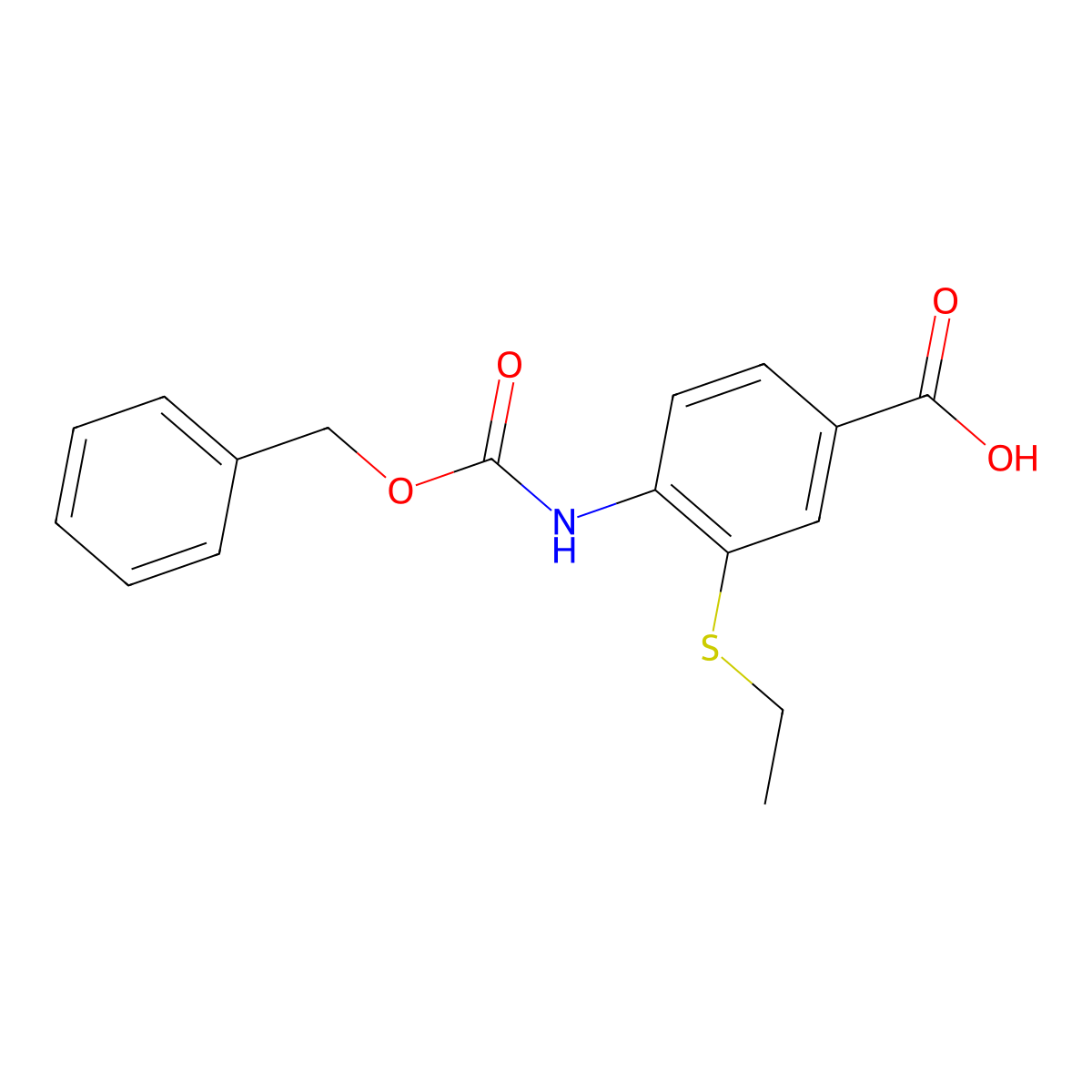 4-{[(Benzyloxy)carbonyl]amino}-3-(ethylsulfanyl)benzoic acid molecular structure, CAS 2287273-88-3
