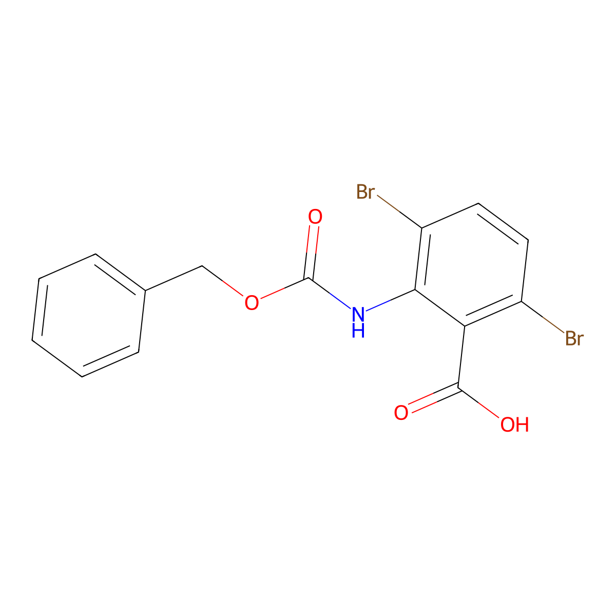 2-{[(Benzyloxy)carbonyl]amino}-3,6-dibromobenzoic acid molecular structure, CAS 2287273-89-4