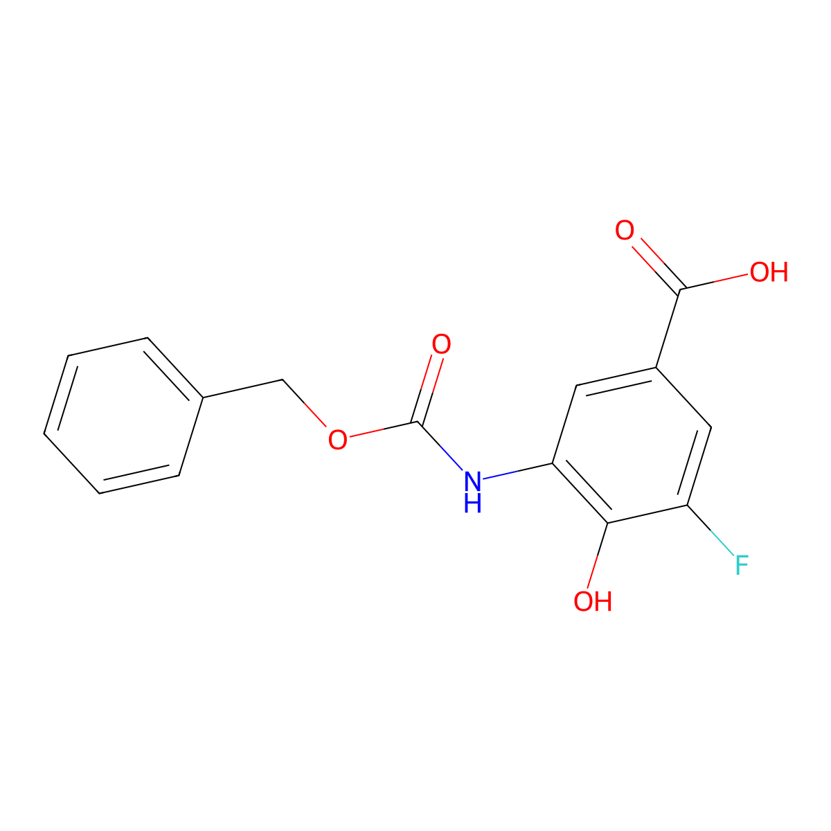 3-{[(Benzyloxy)carbonyl]amino}-5-fluoro-4-hydroxybenzoic acid molecular structure, CAS 2287273-94-1