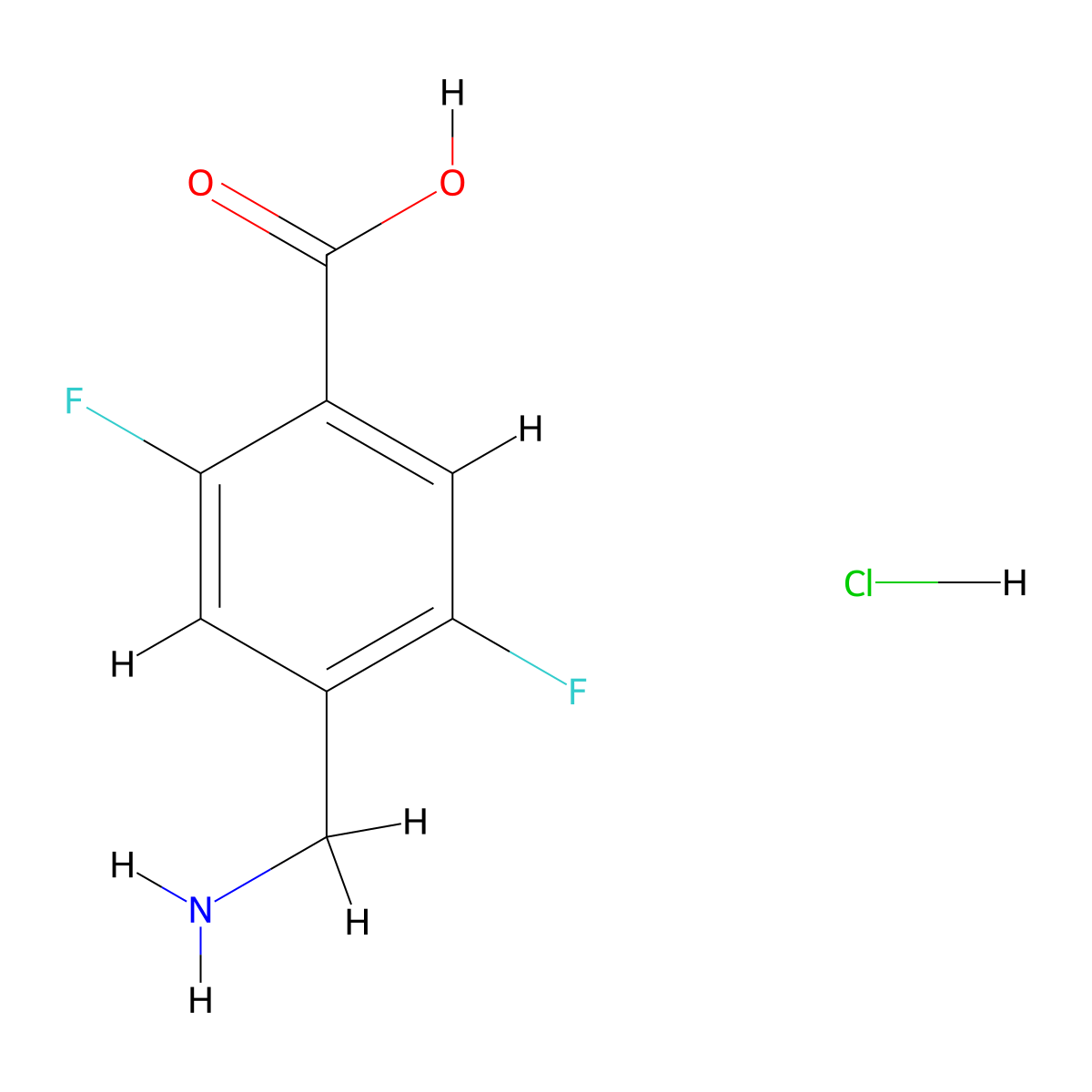4-(Aminomethyl)-2,5-difluorobenzoic acid hydrochloride molecular structure, CAS 2287273-95-2