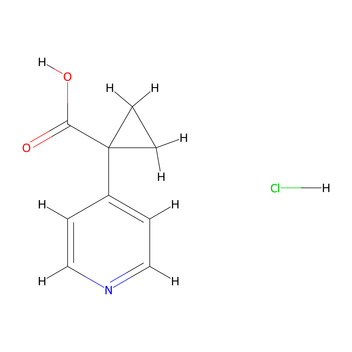 1-(Pyridin-4-yl)cyclopropanecarboxylic acid hydrochloride molecular structure, CAS 2287273-98-5