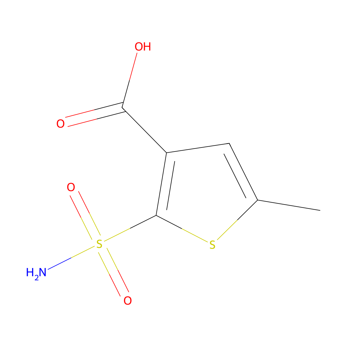 5-Methyl-2-sulfamoylthiophene-3-carboxylic acid molecular structure, CAS 2287274-10-4