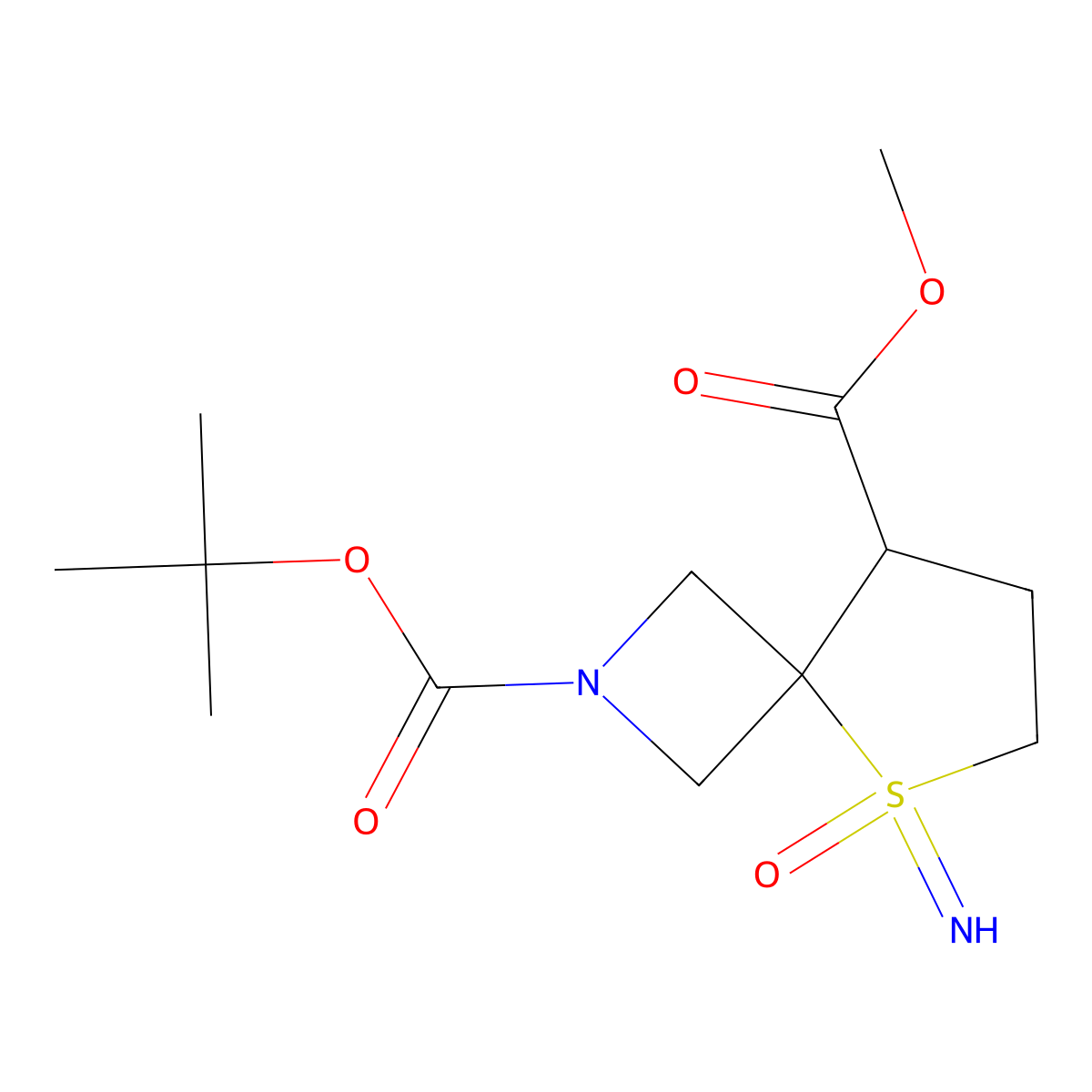 2-O-Tert-butyl 8-O-methyl 5-imino-5-oxo-5lambda6-thia-2-azaspiro[3.4]octane-2,8-dicarboxylate molecular structure, CAS 2287274-15-9