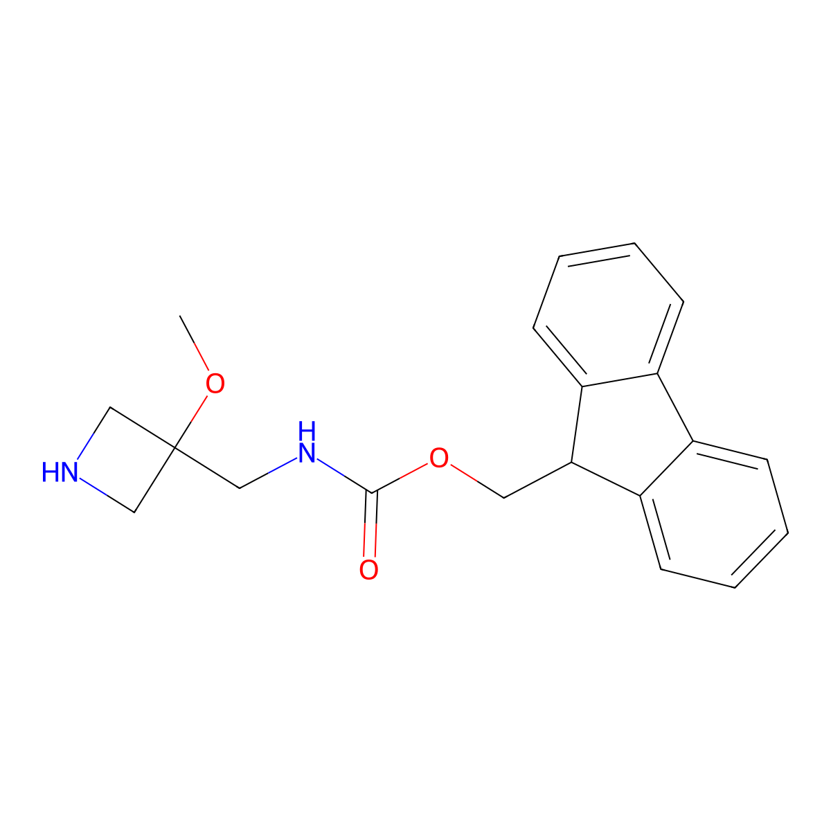 (9H-fluoren-9-yl)methyl N-[(3-methoxyazetidin-3-yl)methyl]carbamate molecular structure, CAS 2287274-46-6