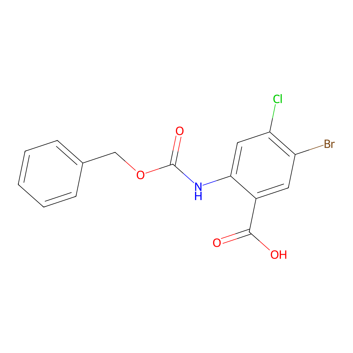 2-{[(Benzyloxy)carbonyl]amino}-5-bromo-4-chlorobenzoic acid molecular structure, CAS 2287274-66-0