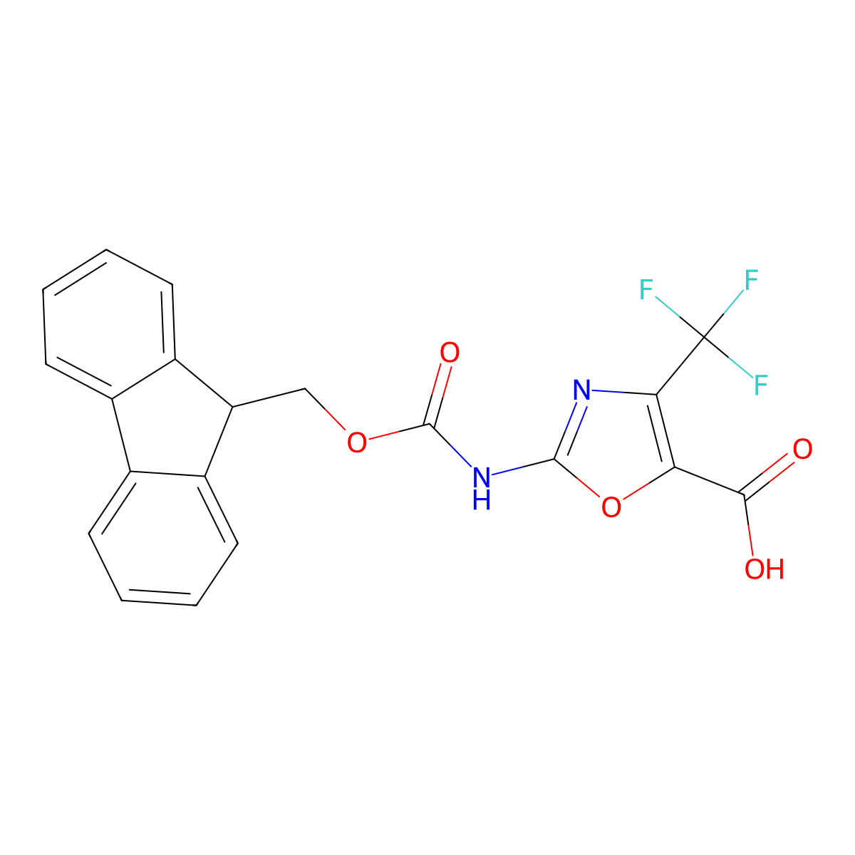 2-({[(9H-fluoren-9-yl)methoxy]carbonyl}amino)-4-(trifluoromethyl)-1,3-oxazole-5-carboxylic acid molecular structure, CAS 2287274-71-7