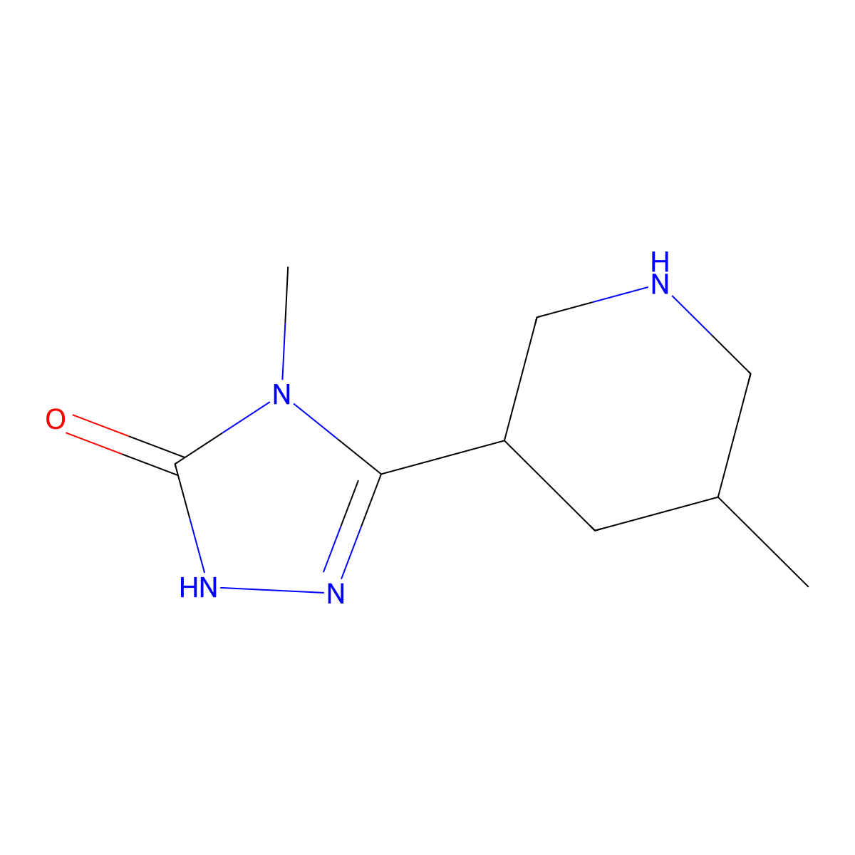 4-methyl-3-(5-methylpiperidin-3-yl)-4,5-dihydro-1H-1,2,4-triazol-5-one molecular structure, CAS 2287274-99-9