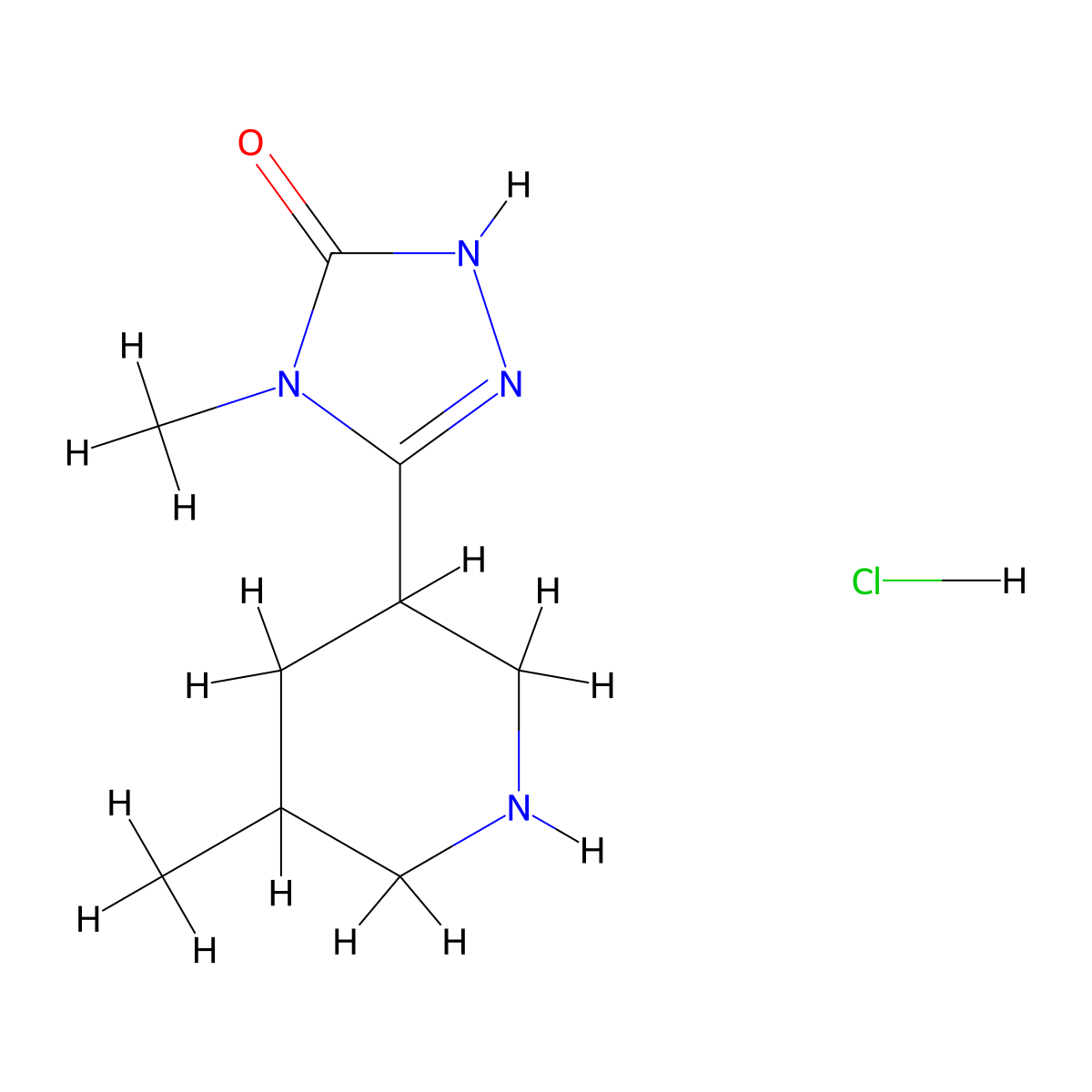 4-methyl-3-(5-methylpiperidin-3-yl)-4,5-dihydro-1H-1,2,4-triazol-5-one hydrochloride molecular structure, CAS 2287275-00-5