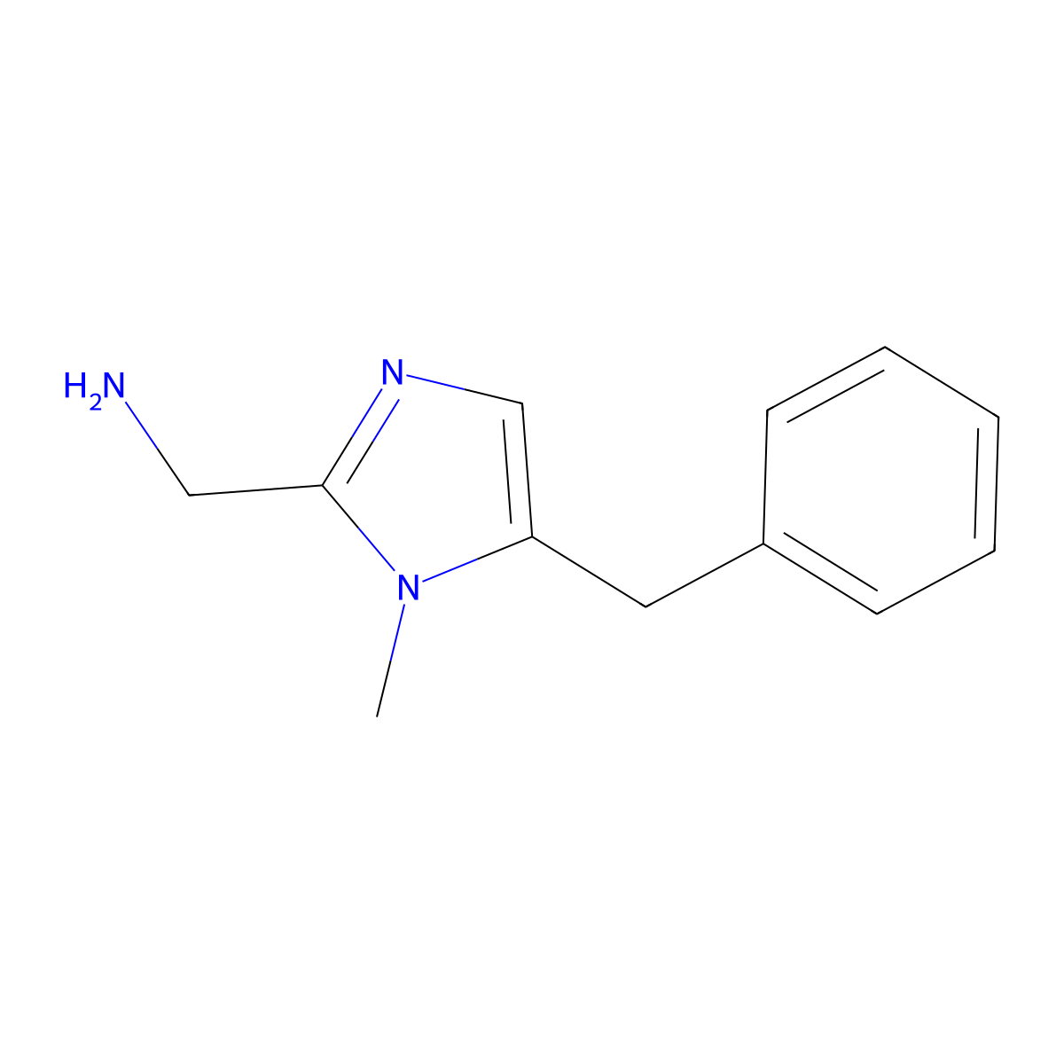 (5-benzyl-1-methyl-1H-imidazol-2-yl)methanamine molecular structure, CAS 2287275-04-9