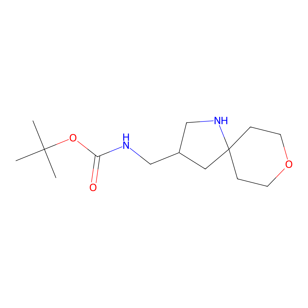 Tert-butyl N-(8-oxa-1-azaspiro[4.5]decan-3-ylmethyl)carbamate molecular structure, CAS 2287275-22-1