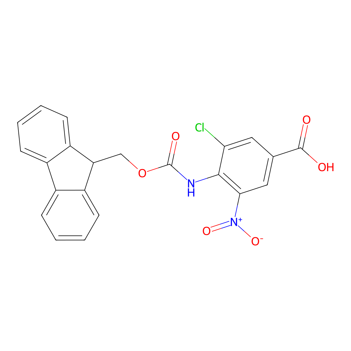3-chloro-4-({[(9H-fluoren-9-yl)methoxy]carbonyl}amino)-5-nitrobenzoic acid molecular structure, CAS 2287275-30-1