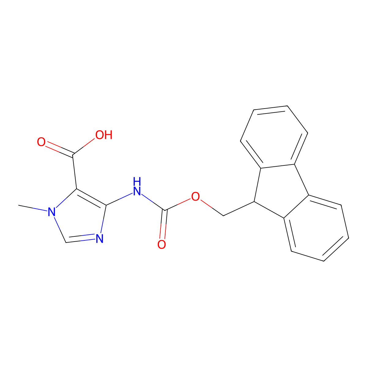 4-({[(9H-fluoren-9-yl)methoxy]carbonyl}amino)-1-methyl-1H-imidazole-5-carboxylic acid molecular structure, CAS 2287279-03-0
