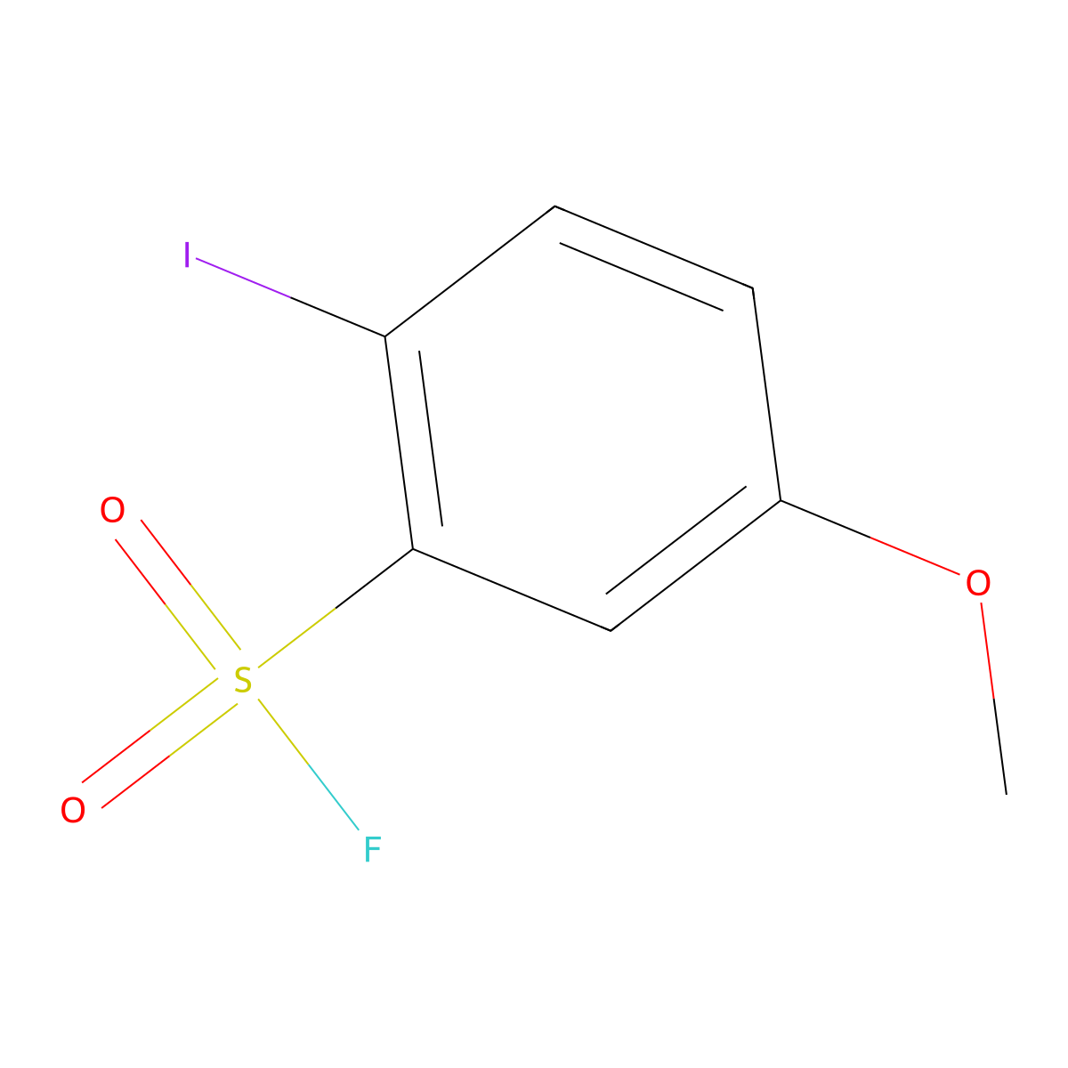 2-Iodo-5-methoxybenzene-1-sulfonyl fluoride molecular structure, CAS 2287279-07-4