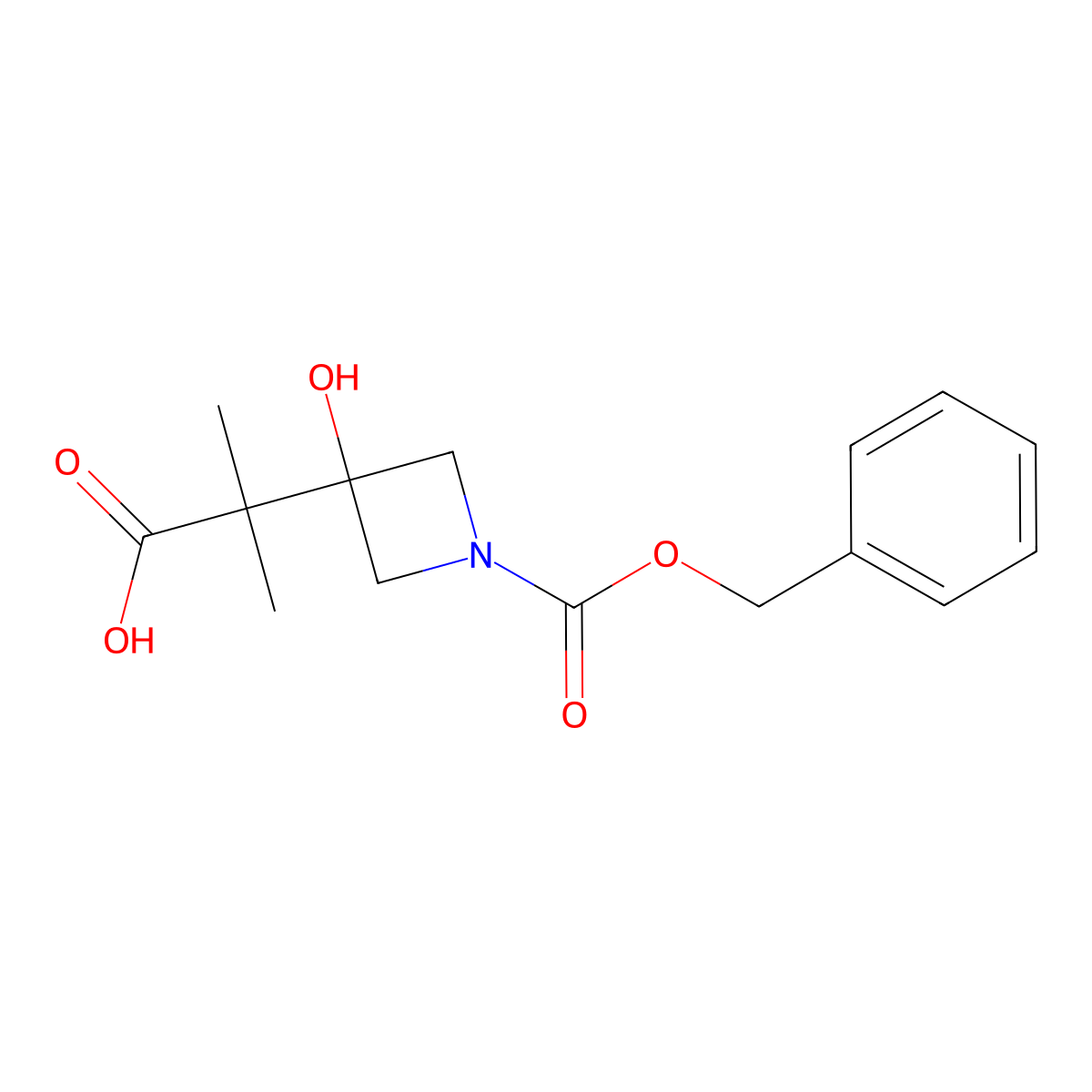 2-{1-[(Benzyloxy)carbonyl]-3-hydroxyazetidin-3-yl}-2-methylpropanoic acid molecular structure, CAS 2287279-13-2