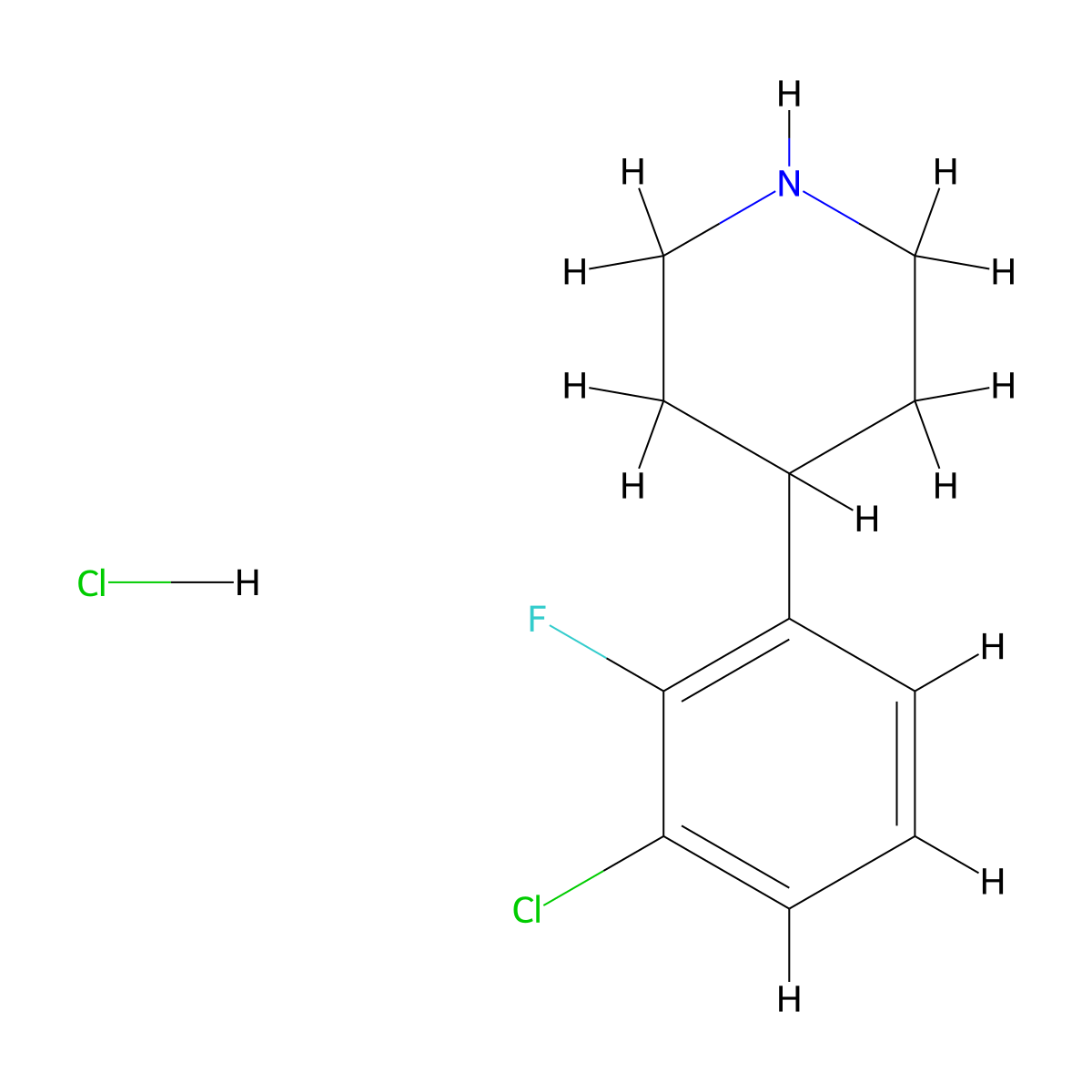 4-(3-Chloro-2-fluorophenyl)piperidine hydrochloride molecular structure, CAS 2287279-15-4