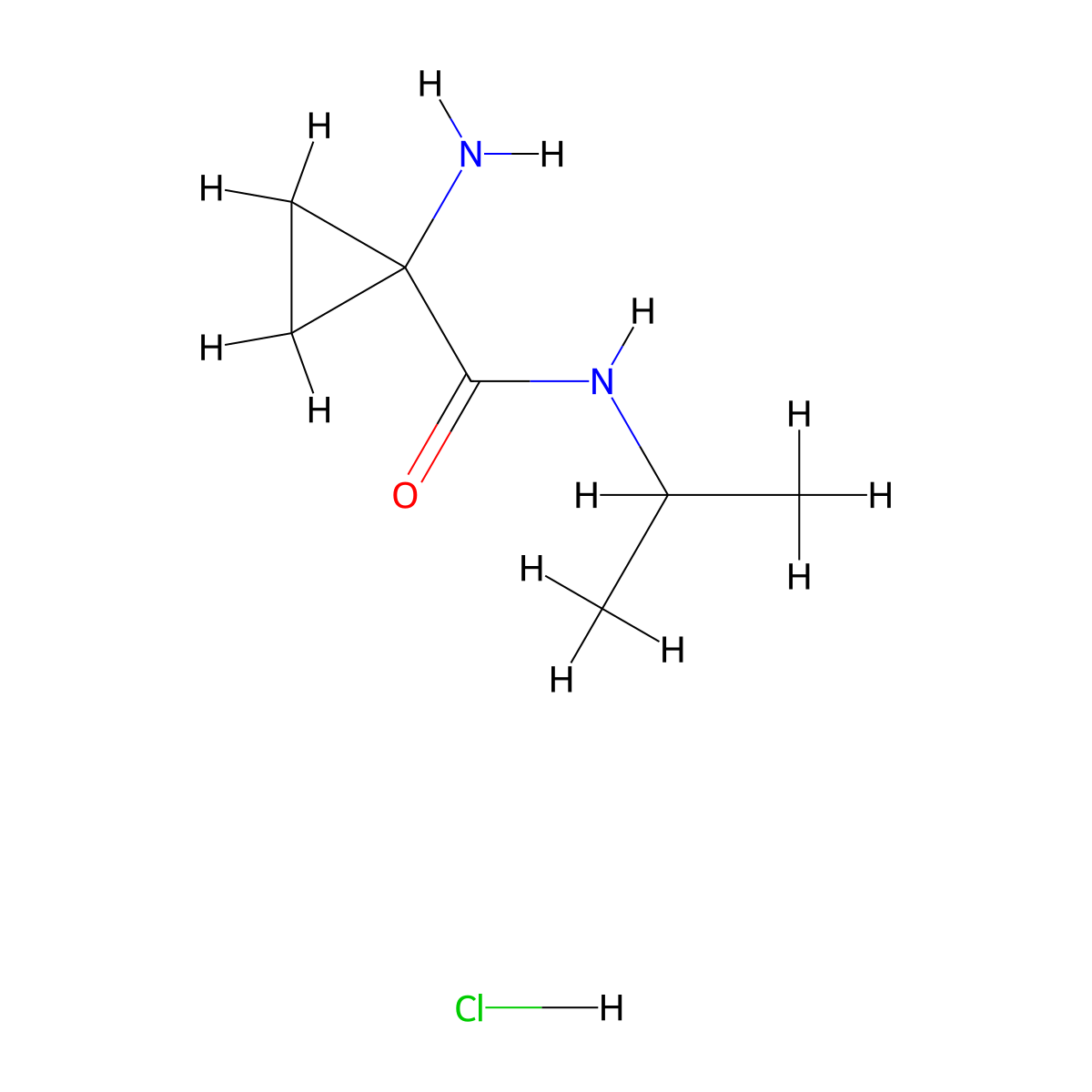 1-amino-N-(propan-2-yl)cyclopropane-1-carboxamide hydrochloride molecular structure, CAS 2287279-18-7