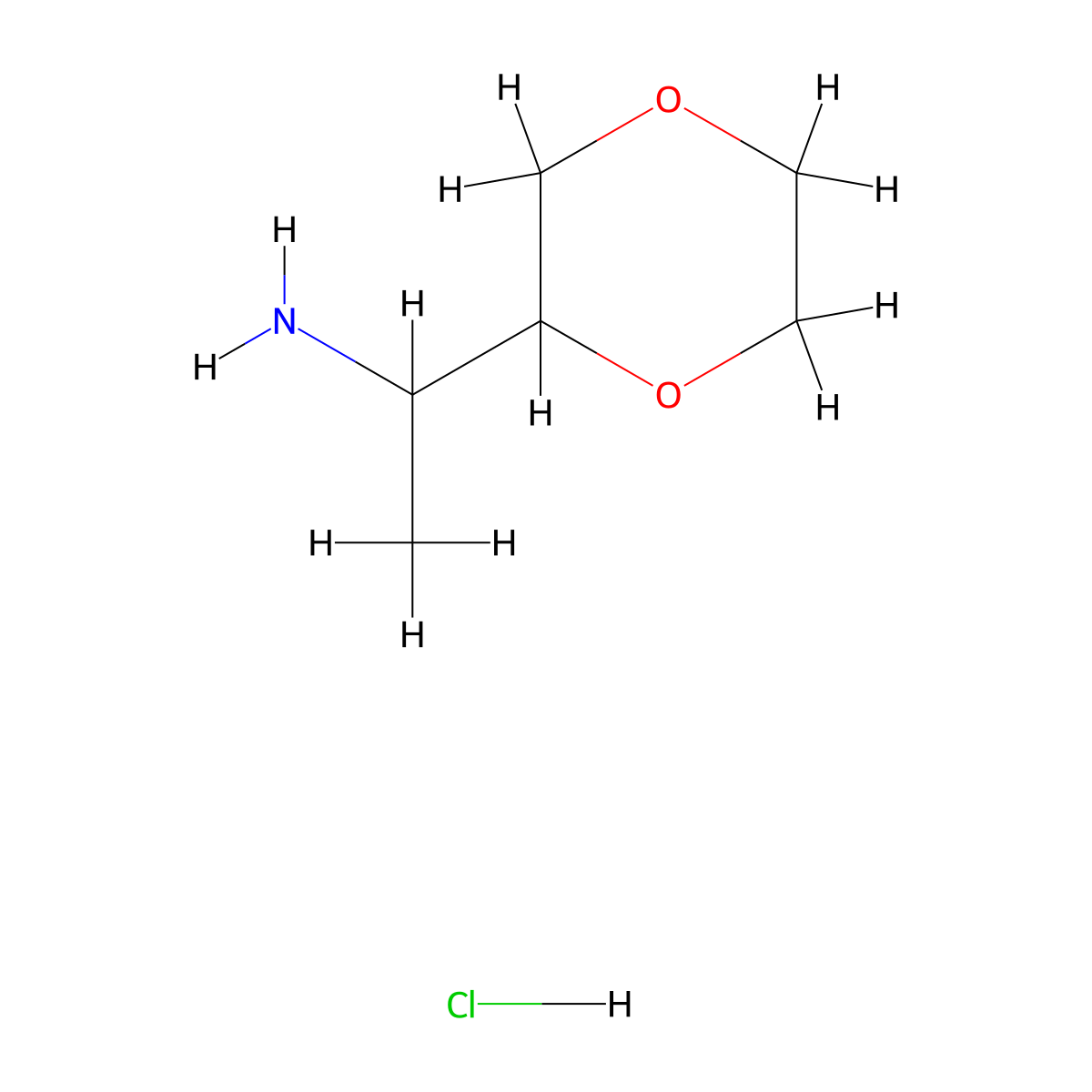 1-(1,4-Dioxan-2-yl)ethan-1-amine hydrochloride molecular structure, CAS 2287279-21-2