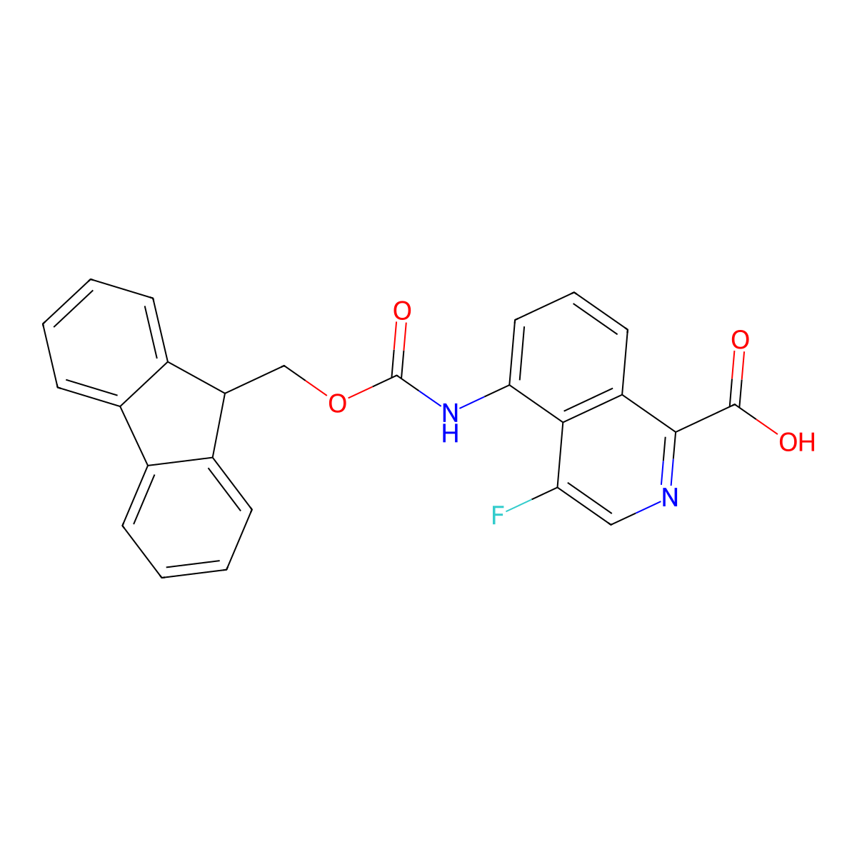 5-({[(9H-fluoren-9-yl)methoxy]carbonyl}amino)-4-fluoroisoquinoline-1-carboxylic acid molecular structure, CAS 2287279-22-3
