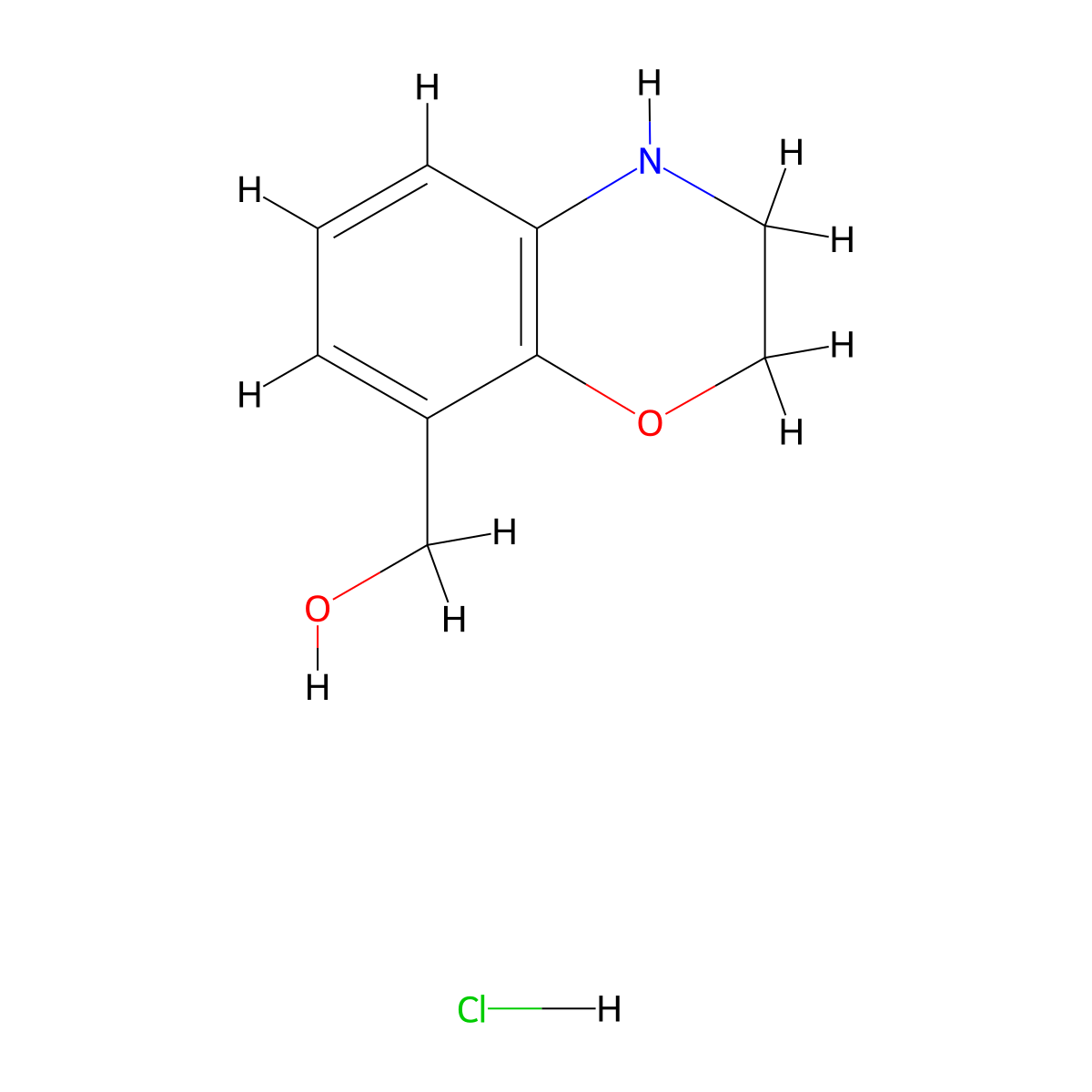 (3,4-dihydro-2H-1,4-benzoxazin-8-yl)methanol hydrochloride molecular structure, CAS 2287279-23-4