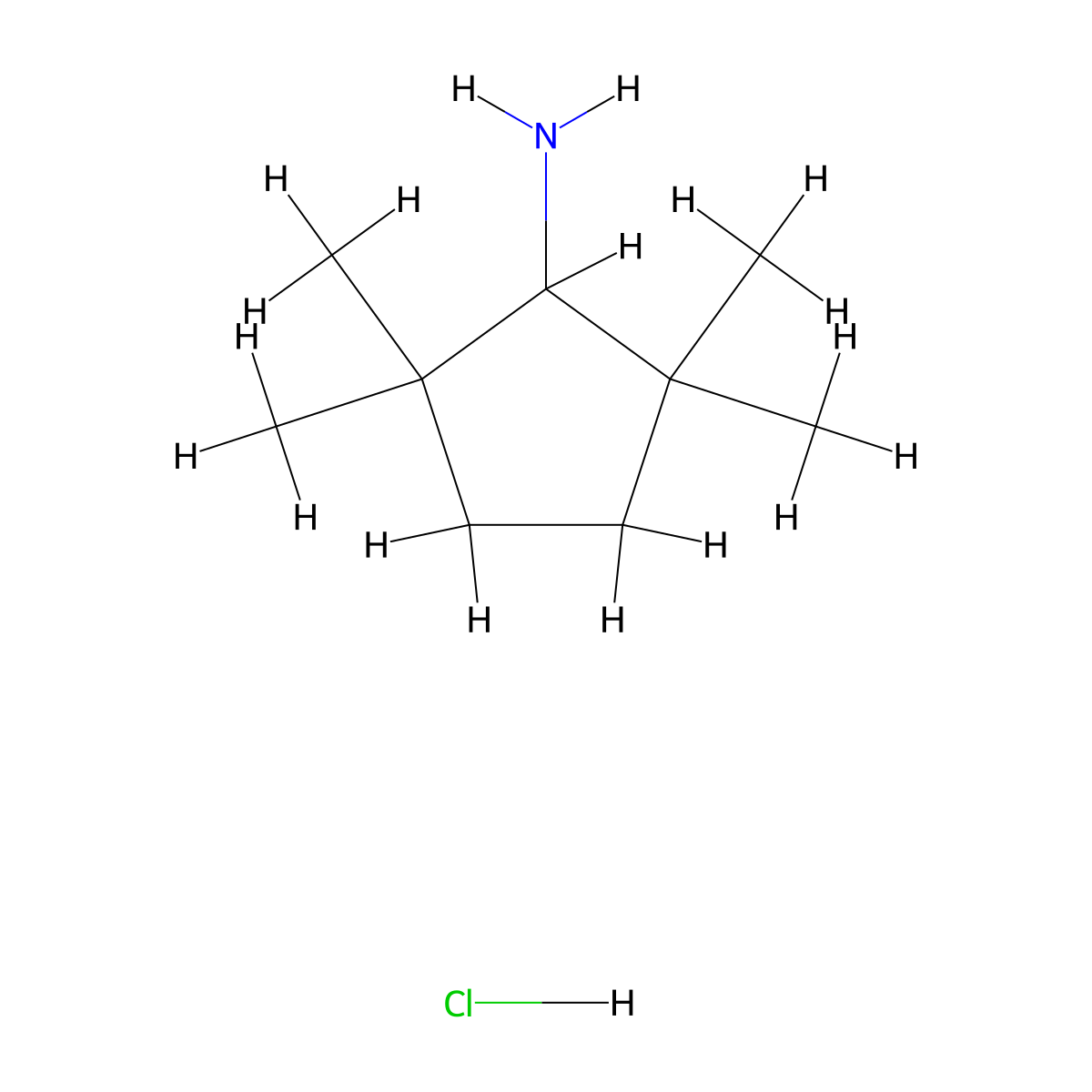 2,2,5,5-Tetramethylcyclopentan-1-amine hydrochloride molecular structure, CAS 2287279-27-8