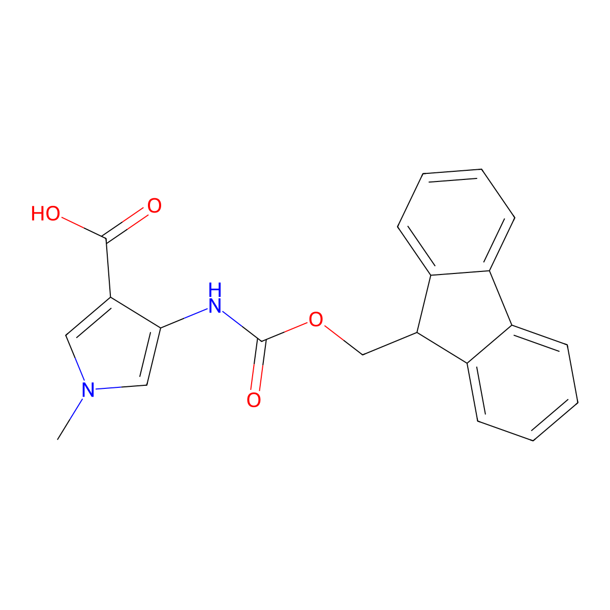 4-(9H-Fluoren-9-ylmethoxycarbonylamino)-1-methylpyrrole-3-carboxylic acid molecular structure, CAS 2287279-32-5