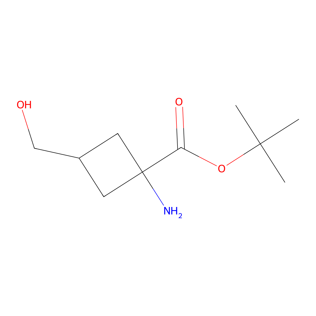 Tert-butyl 1-amino-3-(hydroxymethyl)cyclobutane-1-carboxylate molecular structure, CAS 2287279-56-3