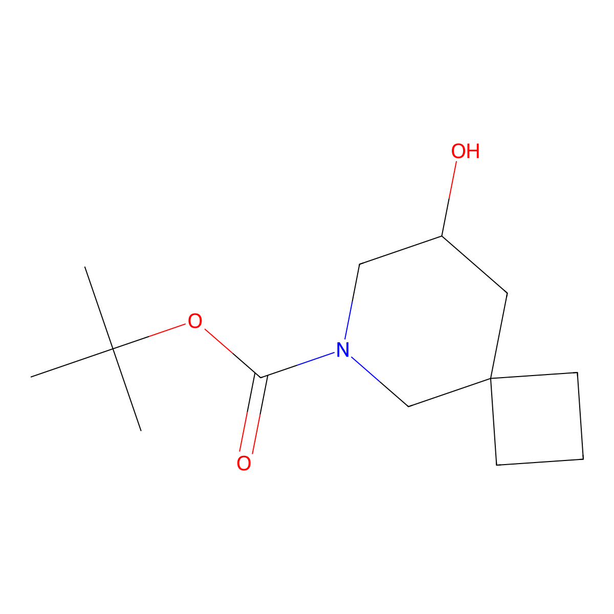 Tert-butyl 8-hydroxy-6-azaspiro[3.5]nonane-6-carboxylate molecular structure, CAS 2287279-72-3