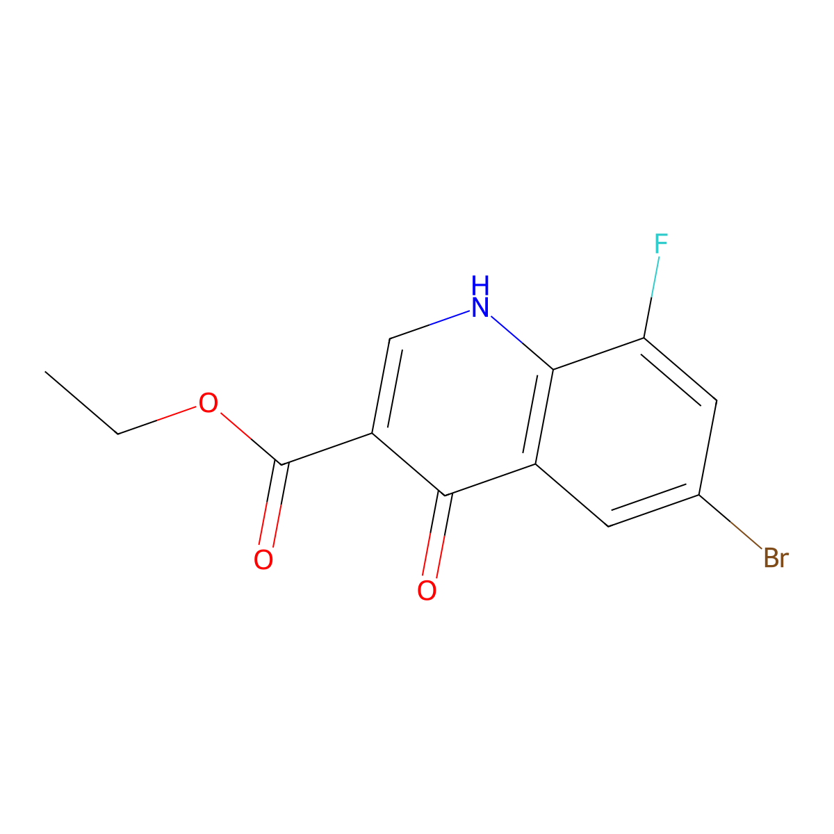 ethyl 6-bromo-8-fluoro-4-oxo-1H-quinoline-3-carboxylate molecular structure, CAS 228728-06-1
