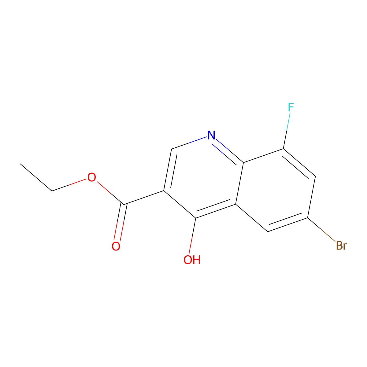 ethyl 6-bromo-8-fluoro-4-oxo-1H-quinoline-3-carboxylate molecular structure, CAS 228728-06-1