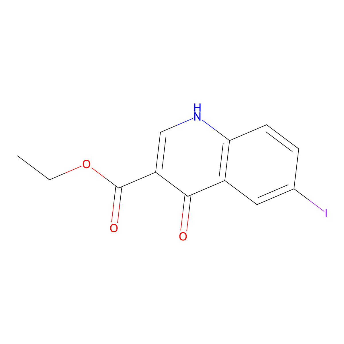 Ethyl 6-iodo-4-oxo-1,4-dihydro-3-quinolinecarboxylate molecular structure, CAS 228728-23-2