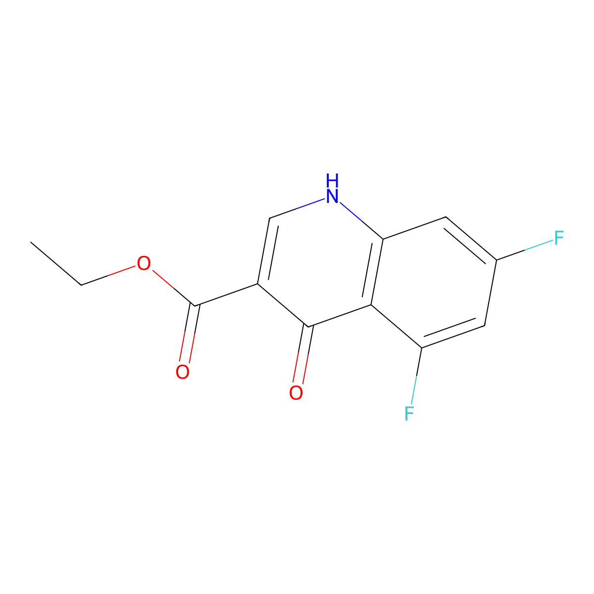 Ethyl 5,7-difluoro-4-hydroxyquinoline-3-carboxylate molecular structure, CAS 228728-82-3