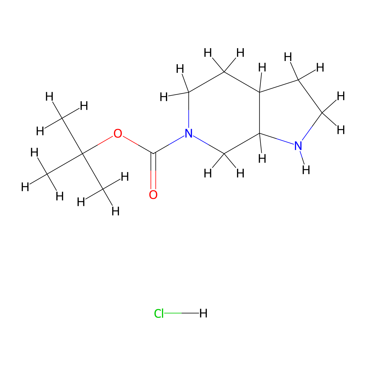 tert-butyl octahydro-1H-pyrrolo[2,3-c]pyridine-6-carboxylate hydrochloride molecular structure, CAS 2287280-02-6