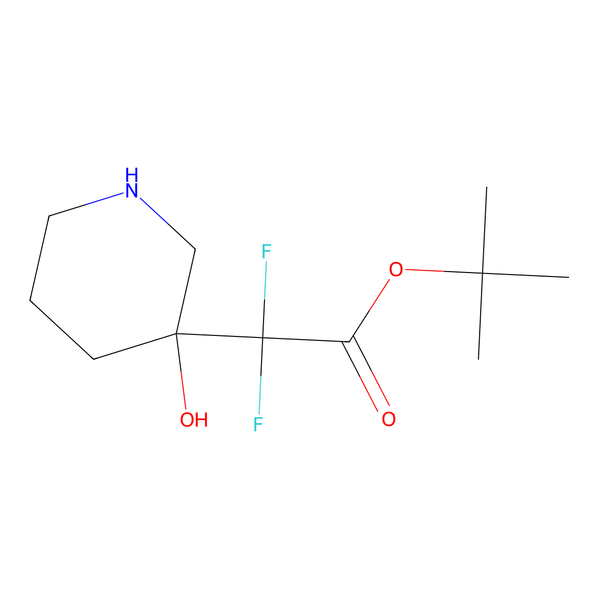 Tert-butyl 2,2-difluoro-2-(3-hydroxypiperidin-3-yl)acetate molecular structure, CAS 2287280-12-8