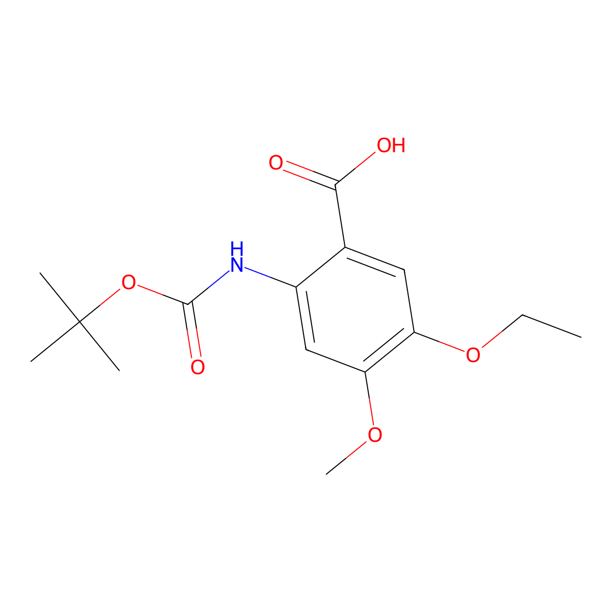 2-{[(Tert-butoxy)carbonyl]amino}-5-ethoxy-4-methoxybenzoic acid molecular structure, CAS 2287280-16-2