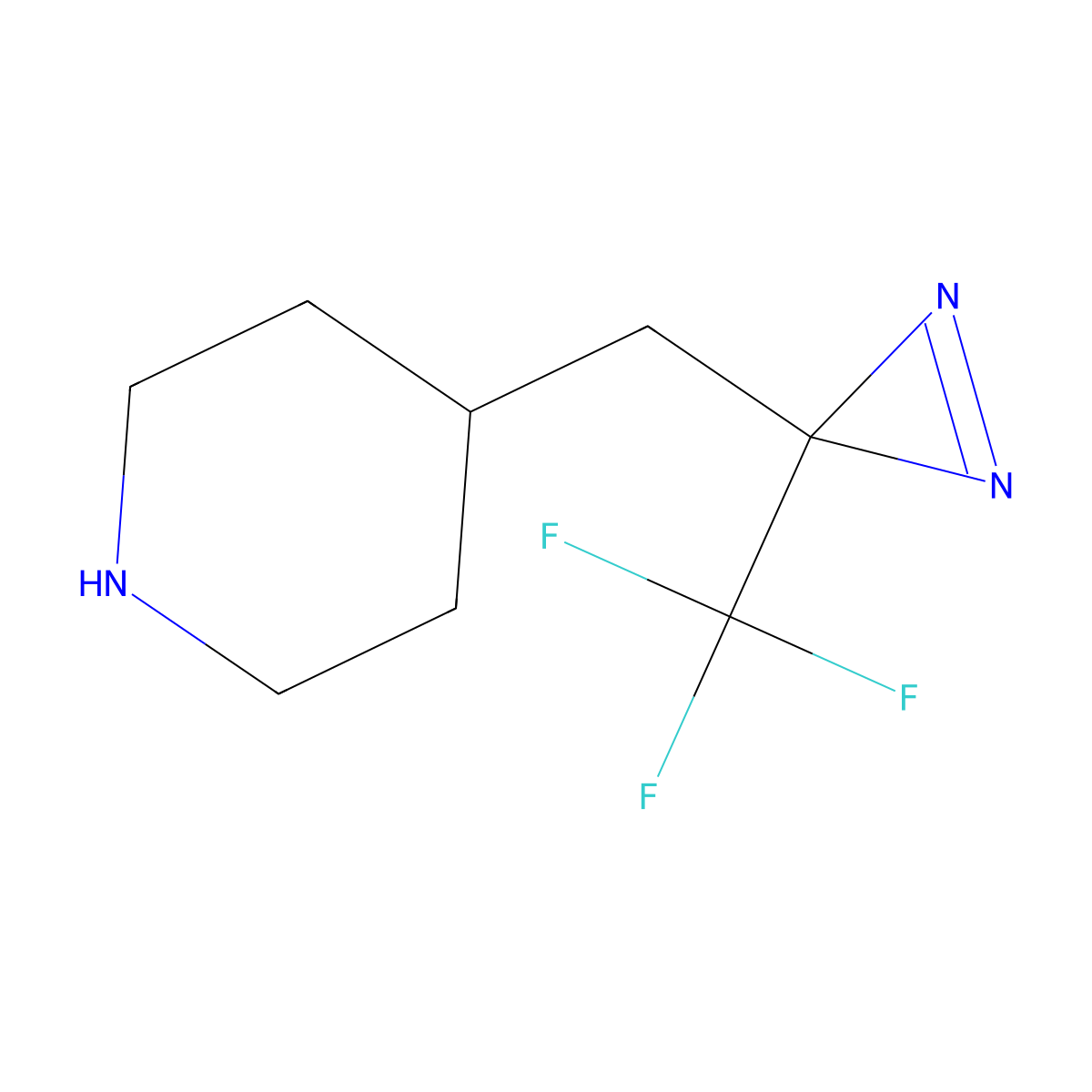 4-{[3-(trifluoromethyl)-3H-diazirin-3-yl]methyl}piperidine molecular structure, CAS 2287280-34-4