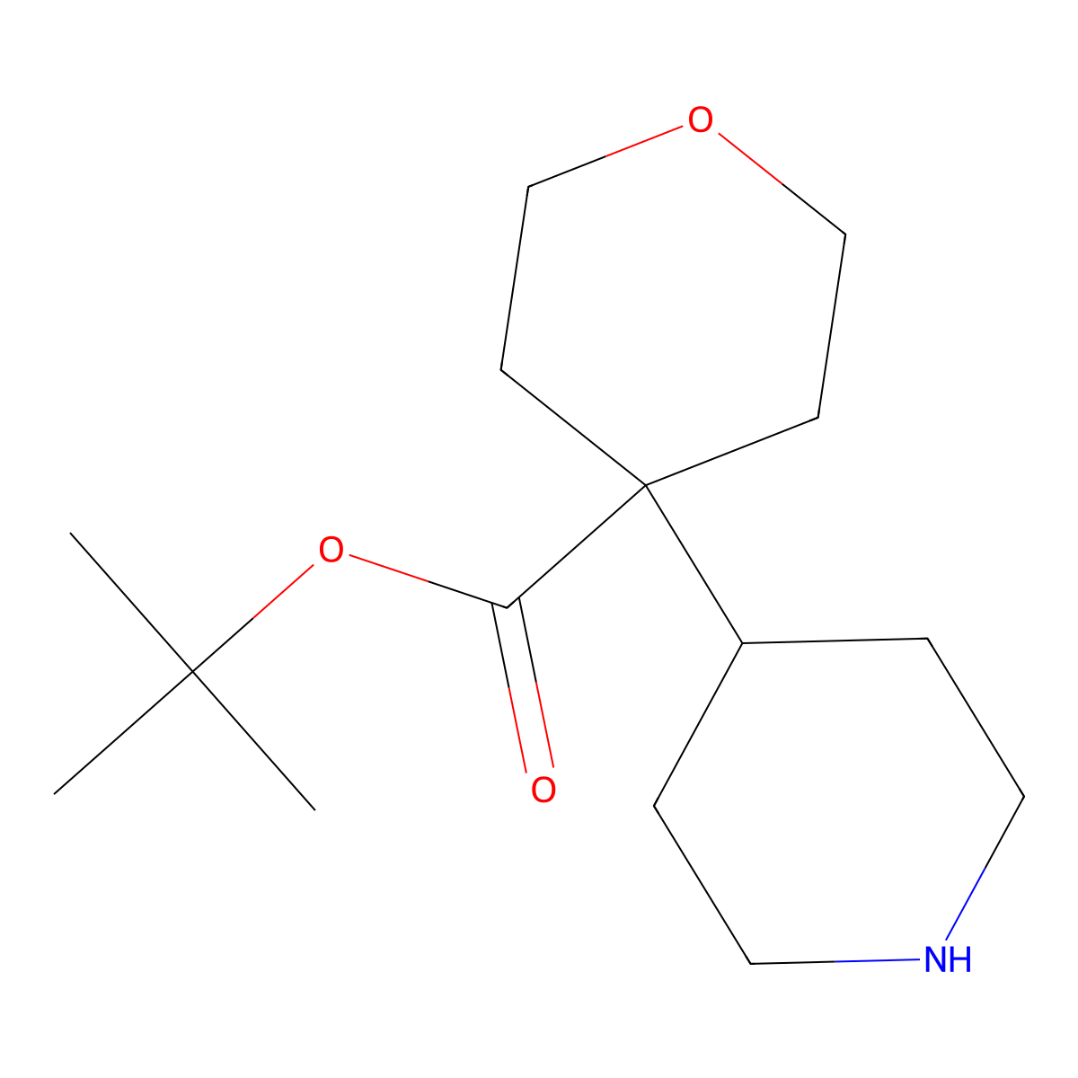 Tert-butyl 4-(piperidin-4-yl)oxane-4-carboxylate molecular structure, CAS 2287280-46-8