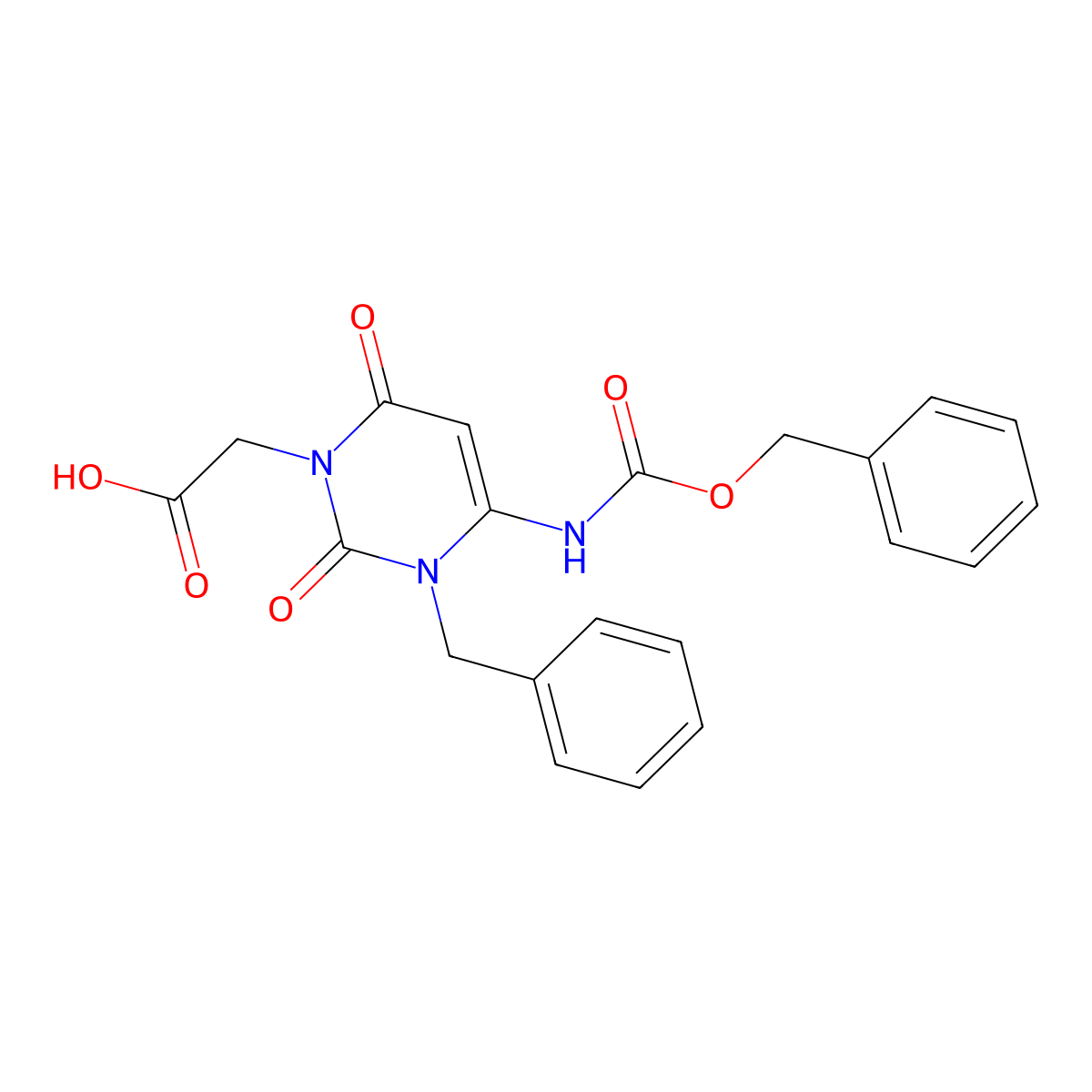 2-(3-Benzyl-4-{[(benzyloxy)carbonyl]amino}-2,6-dioxo-1,2,3,6-tetrahydropyrimidin-1-yl)acetic acid molecular structure, CAS 2287280-77-5