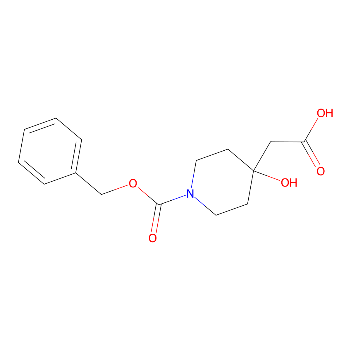 2-{1-[(Benzyloxy)carbonyl]-4-hydroxypiperidin-4-yl}acetic acid molecular structure, CAS 2287281-00-7